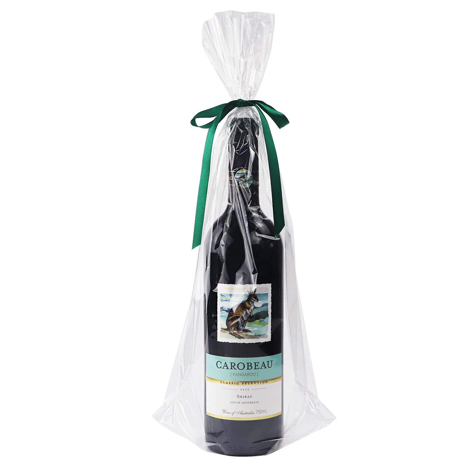 Morepack 100Pcs Clear Wine Bottle Gift Bags 8x16 Inches with 4 Inch Flat Bottom - Premium Cellophane Bags for Wine Bottles, Liquor, Champagne & Gift Packaging (No Side Gusset) - Perfect for Weddings, Parties, Corporate Gifts & Holiday Presents