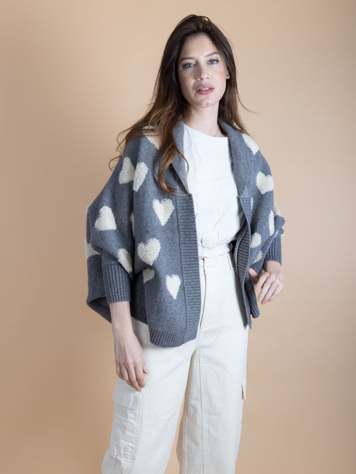 Heart Cardigan Sweater for Women - Cozy Ribbed Knit Pullover for Fall & Winter - Perfect for Casual Outfits, Date Nights, and Layering