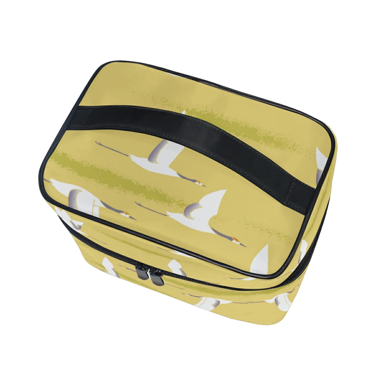 Cute Swan Cartoon Makeup Bag - Yellow Waterproof Cosmetic Pouch for Women & Girls - Perfect for Travel, Gym, and Daily Organizer