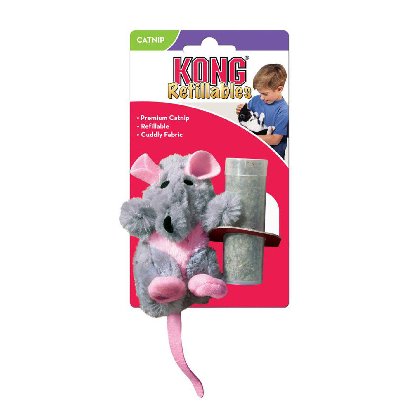 KONG Refillable Catnip Rat Toy for Cats - Interactive Play & Stress Relief for Indoor Cats - Perfect for Playtime & Training