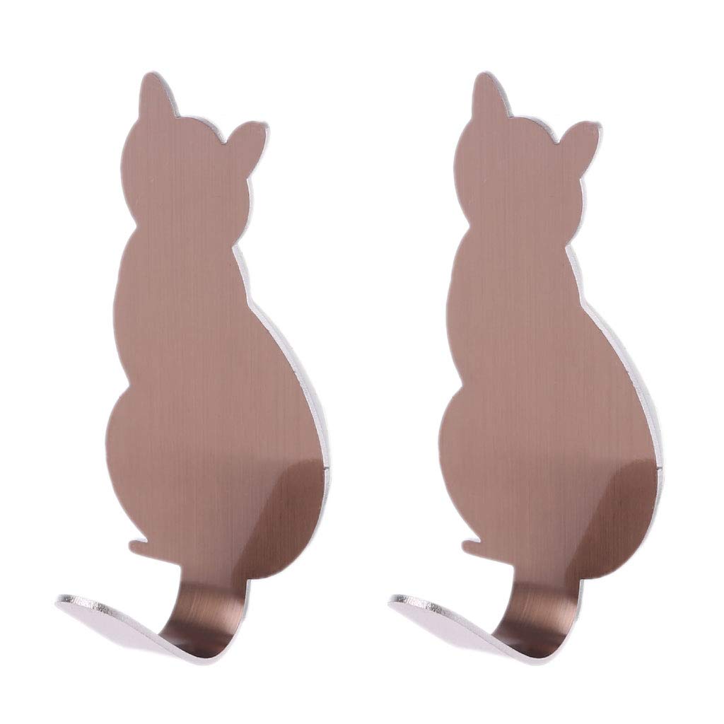 2 Pack Cat Tail Shaped Stainless Steel Wall Hooks - Decorative Coat & Key Hanger for Bedroom, Entryway, Closet Organization (Silver)