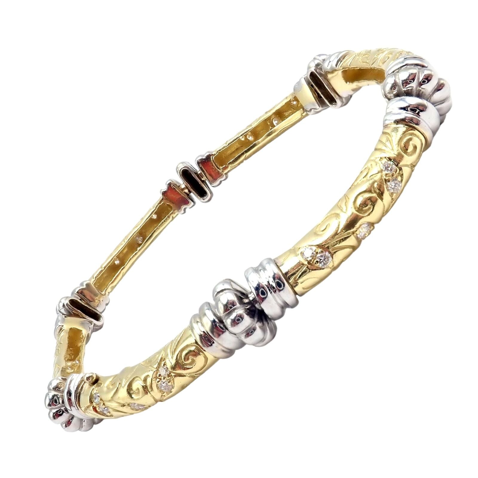 Vintage 18k Yellow & White Gold Diamond Laurel Bracelet for Women - Elegant Jewelry Gift for Anniversary, Wedding & Special Occasions