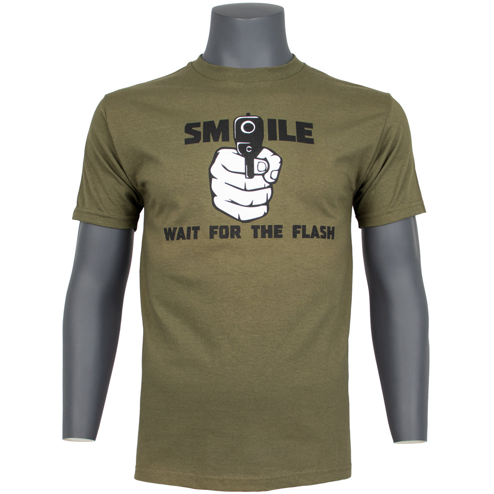 Smile For The Flash Graphic T-Shirt - Funny Photo Booth Tee for Parties, Events & Casual Wear