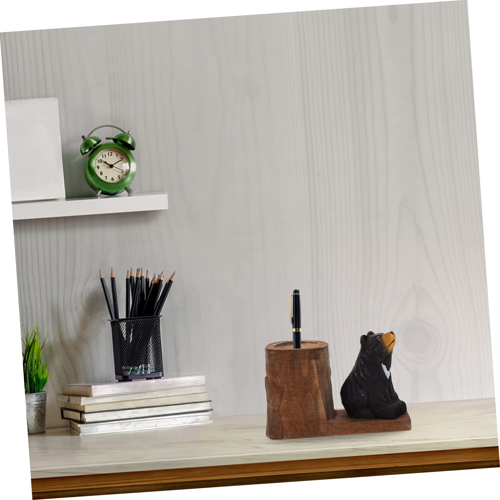 Wooden Bear Pen Holder - Cute Desk Organizer for Home & Office Decor