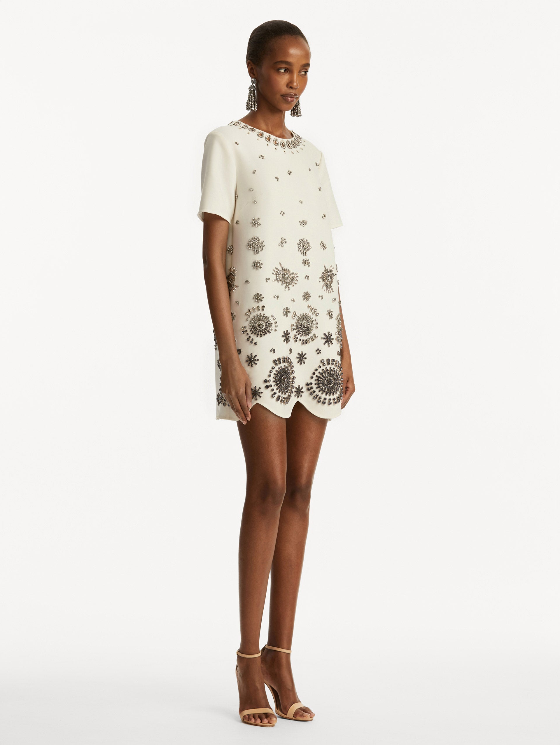 Elegant Crystal Medallion Shift Dress for Women - Perfect for Parties, Weddings & Special Occasions