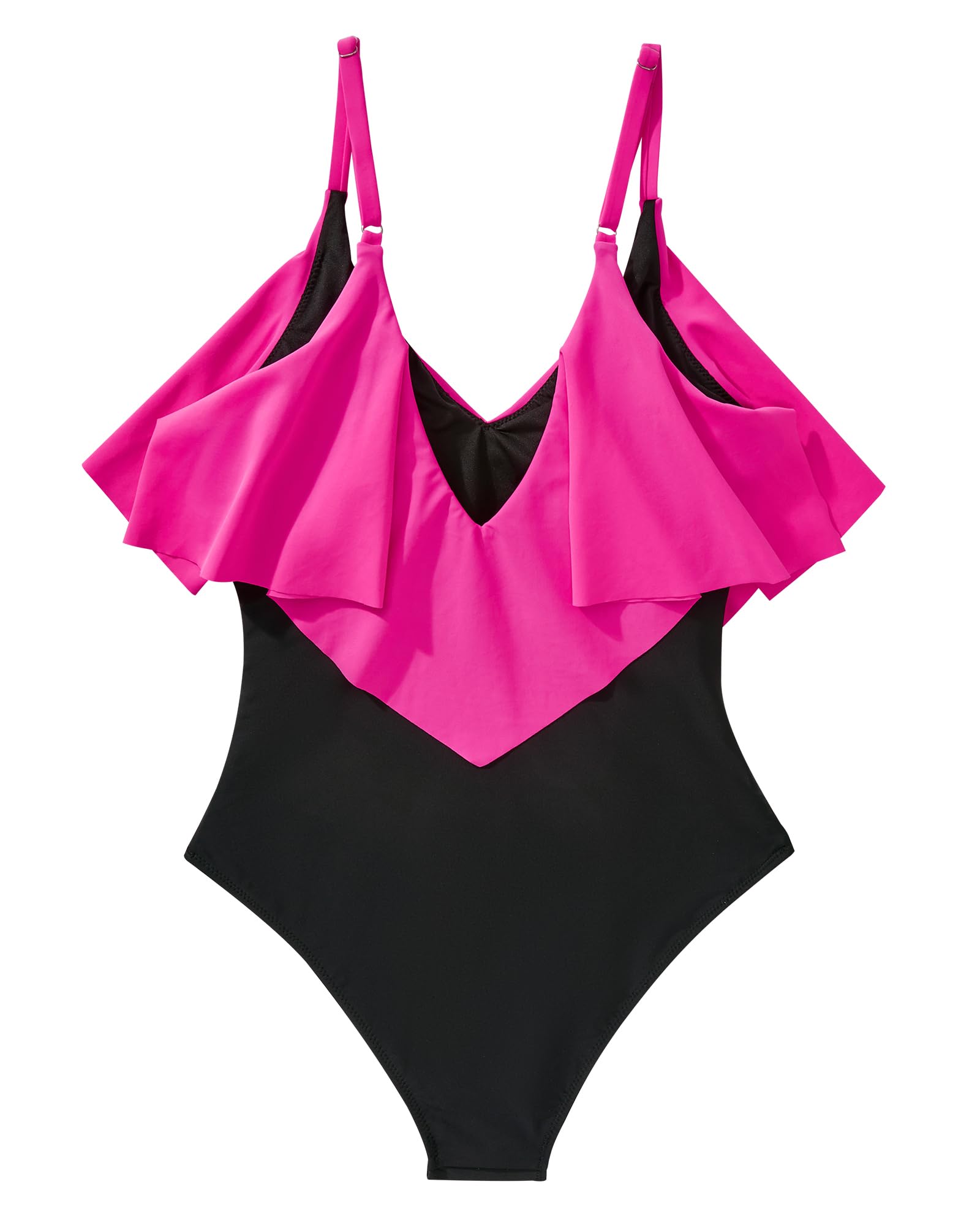 SUUKSESS Women's Slimming One Piece Swimsuit with Ruffle & Ruched Tummy Control - Sexy Bathing Suit for Beach, Pool & Vacation