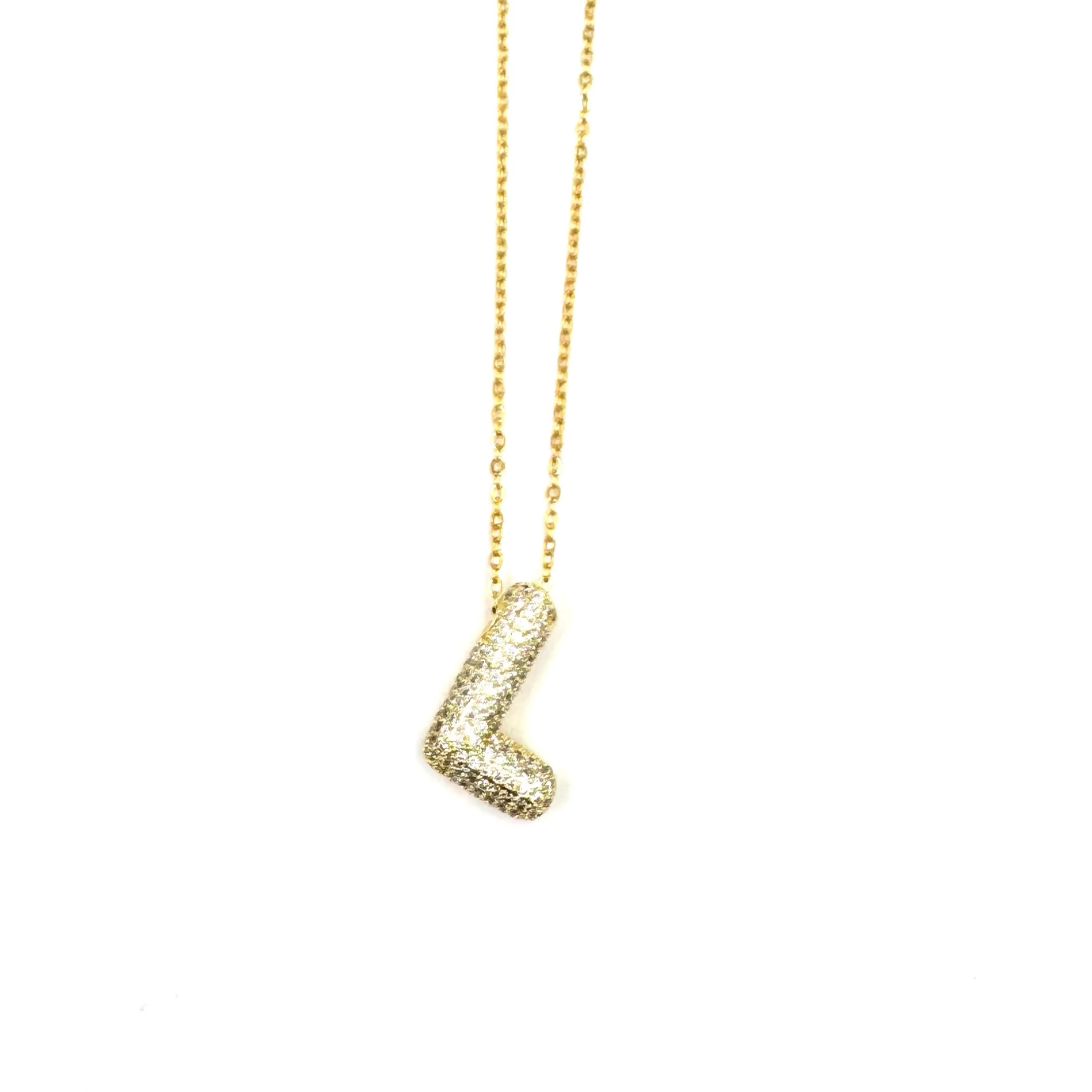 Ashley Gold Stainless Steel Gold Plated CZ Bubble Letter Pendant Necklace for Women - Trendy Layered Jewelry for Casual Outfits & Special Occasions