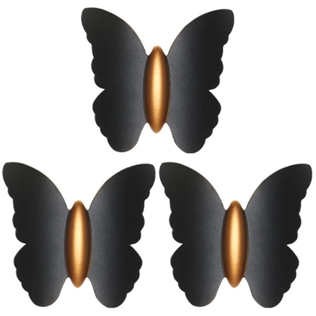 Uonlytech Modern Wall Sconce Set of 3 - Contemporary Butterfly Wall Lights for Bathroom, Staircase & Indoor Decor - Energy Efficient LED Wall Lamps for Bedroom, Hallway & Living Room Lighting