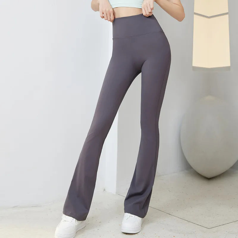 Women's High Waist Flared Yoga Pants - Black Wide Leg Gym Leggings for Fitness, Sports & Latin Dance | Comfortable Workout & Dance Trousers (2024 Collection)