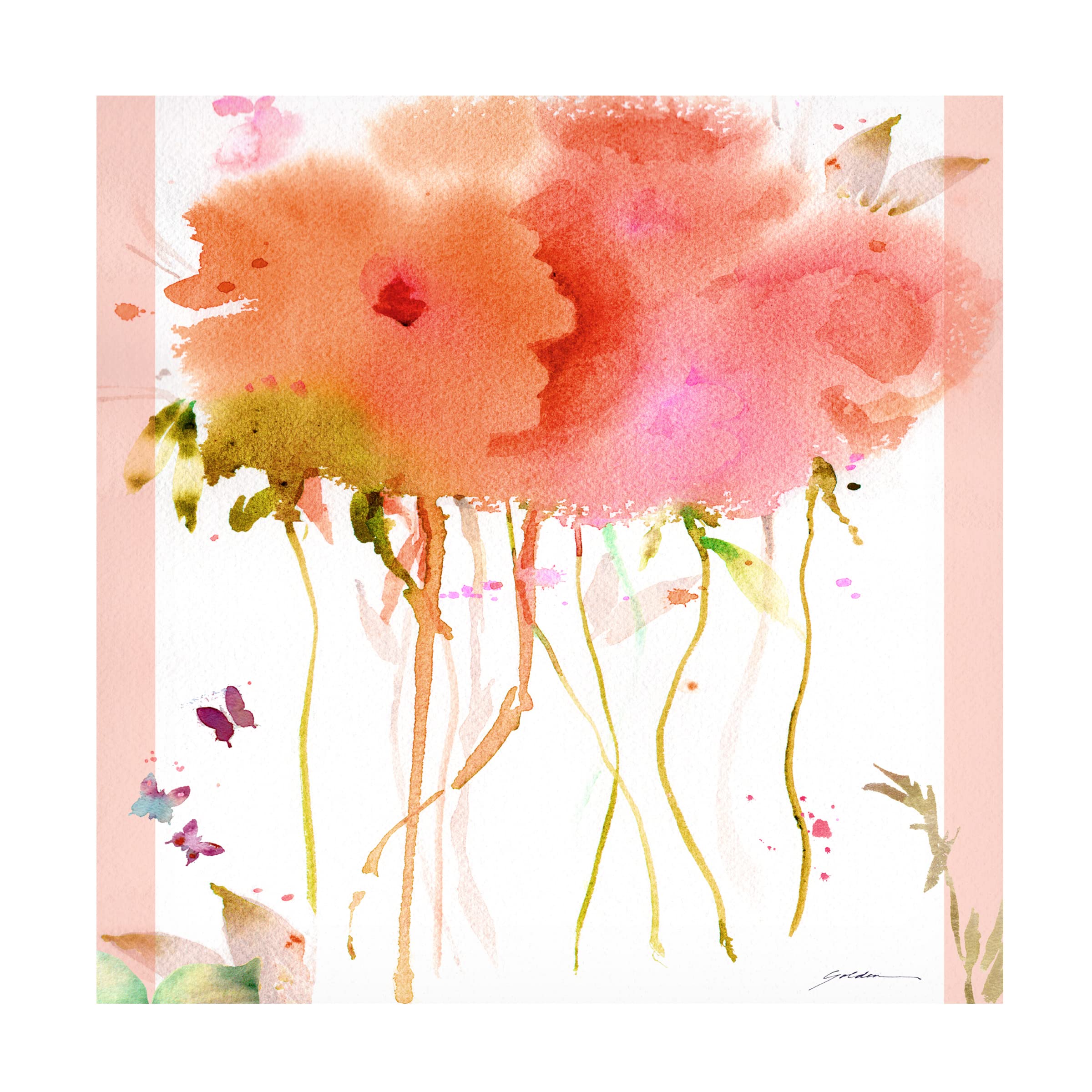 Sheila Golden 'Butterfly Blossoming' Floral Canvas Wall Art - Handmade Home Decor for Living Room, Bedroom & Office