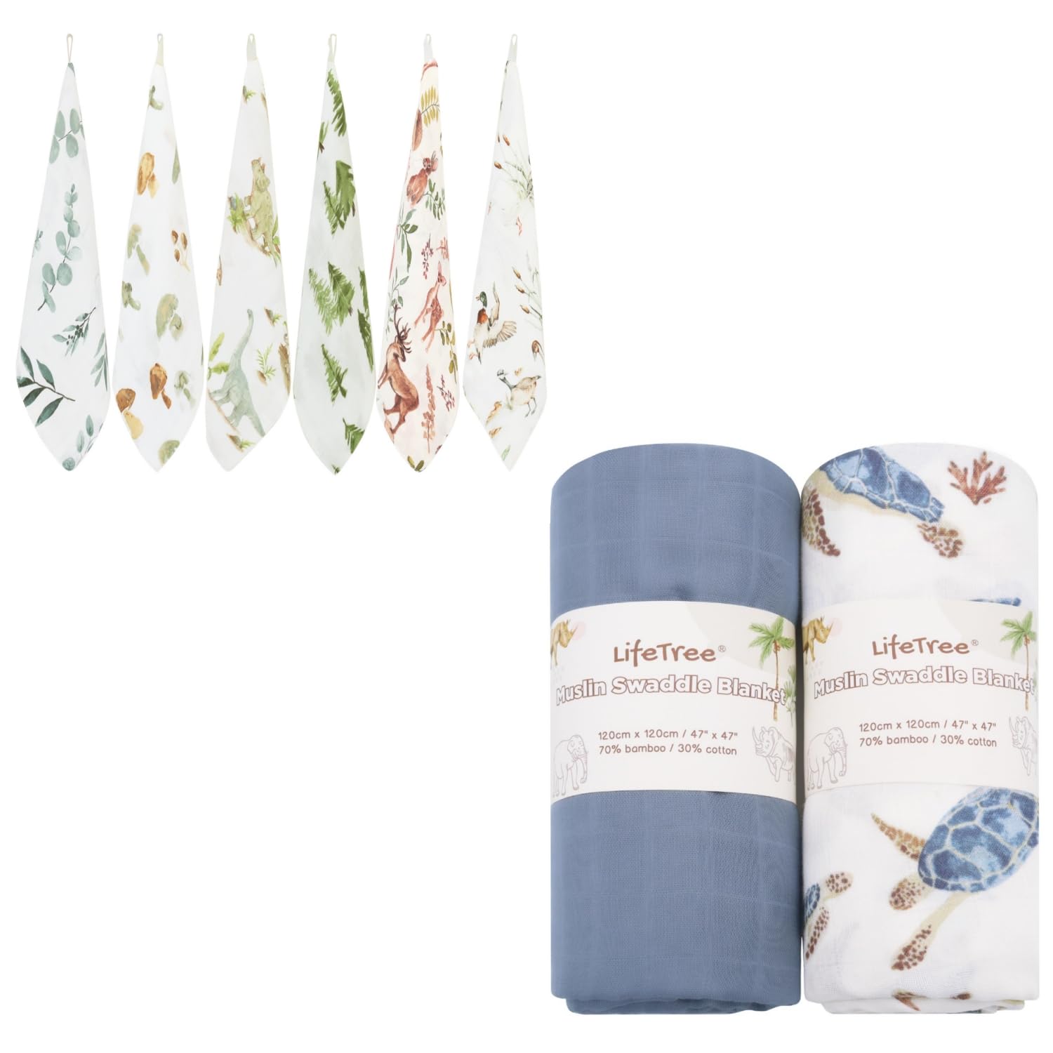 Organic Muslin Swaddle Blankets for Baby - Soft Breathable Neutral Swaddling Wraps, Washcloths & Nursery Receiving Blankets for Boys & Girls | Perfect for Newborn Sleep, Swaddling & Photo Shoots
