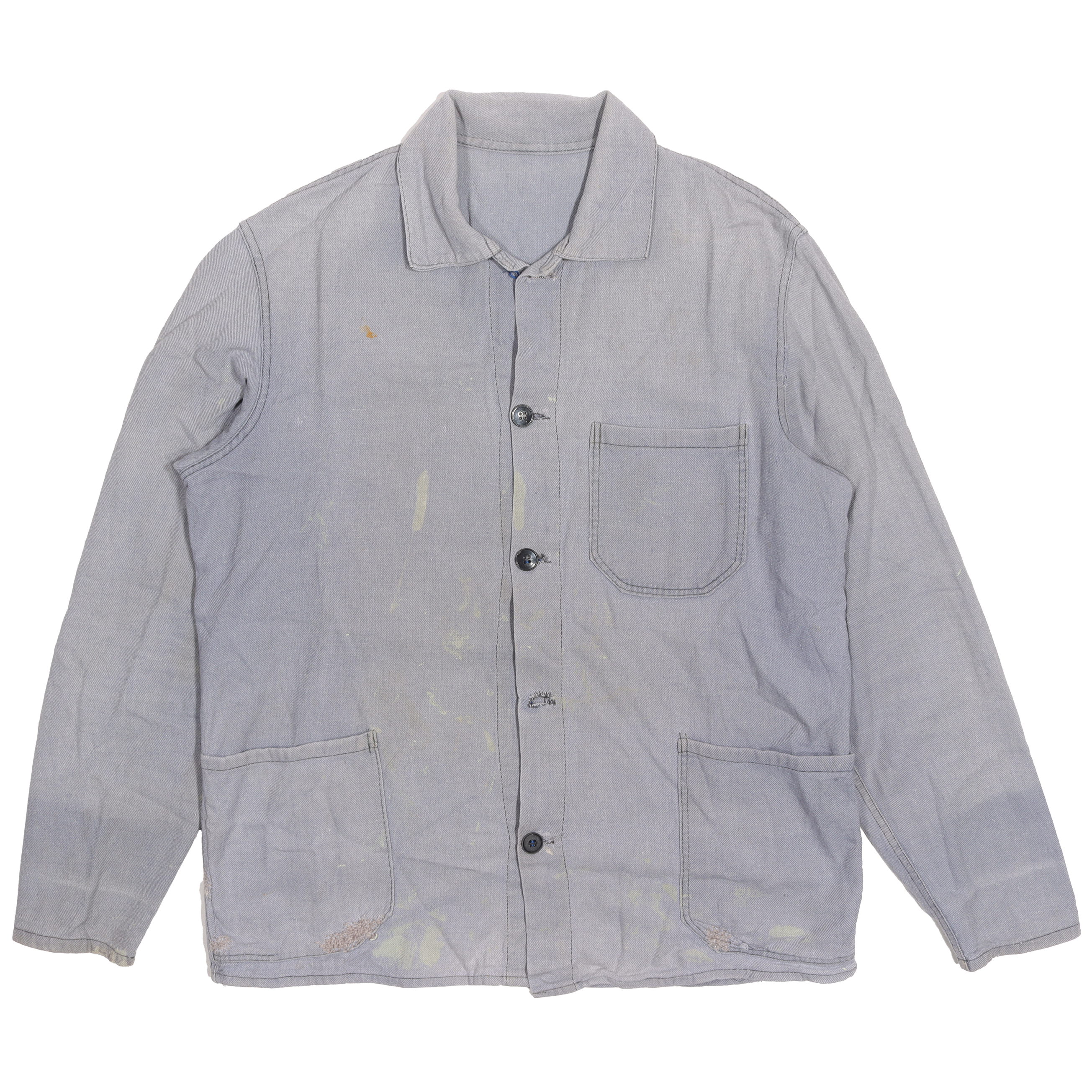 Vintage 1950's Repaired Denim Chore Coat - Durable Workwear for Men, Retro Style for Outdoor Activities & Casual Wear