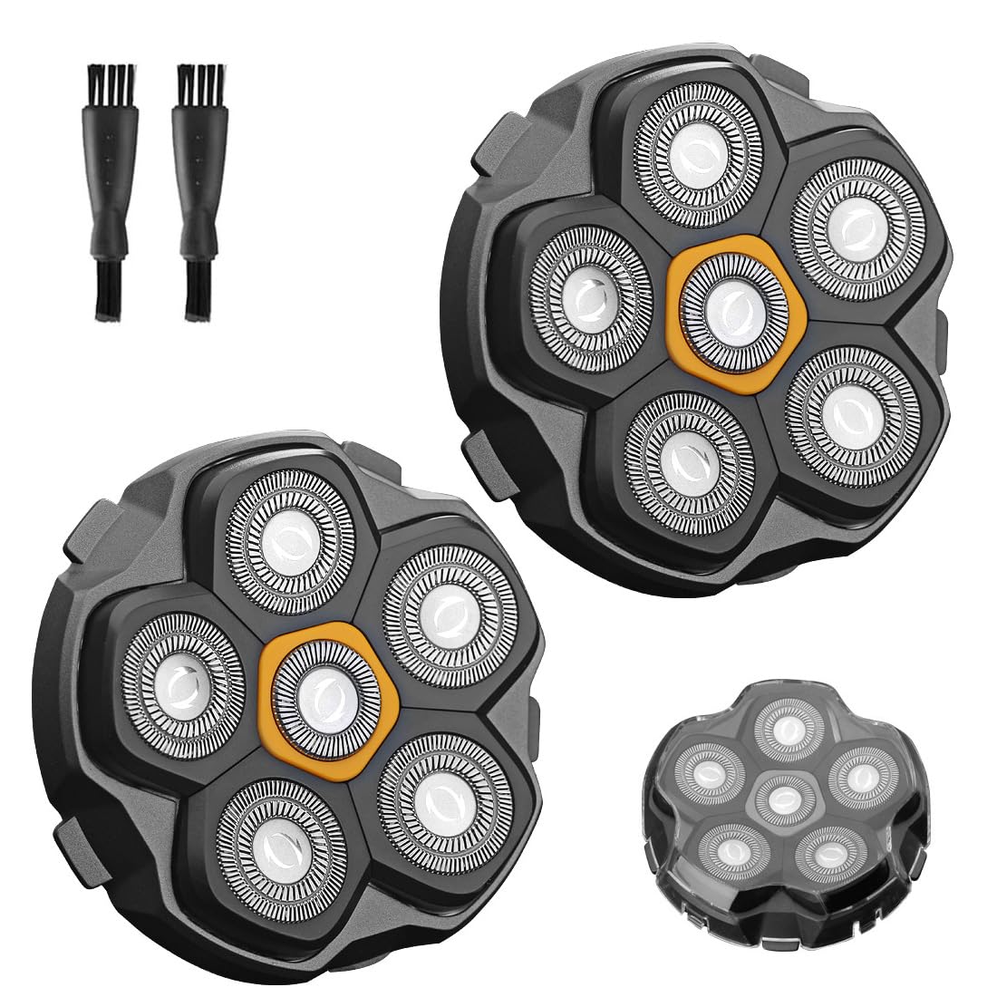 2 Pack 6-Blade Magnetic Replacement Shaver Heads for Electric Shavers - Smooth Shaving for Men's Facial & Head Hair Grooming at Home or Travel