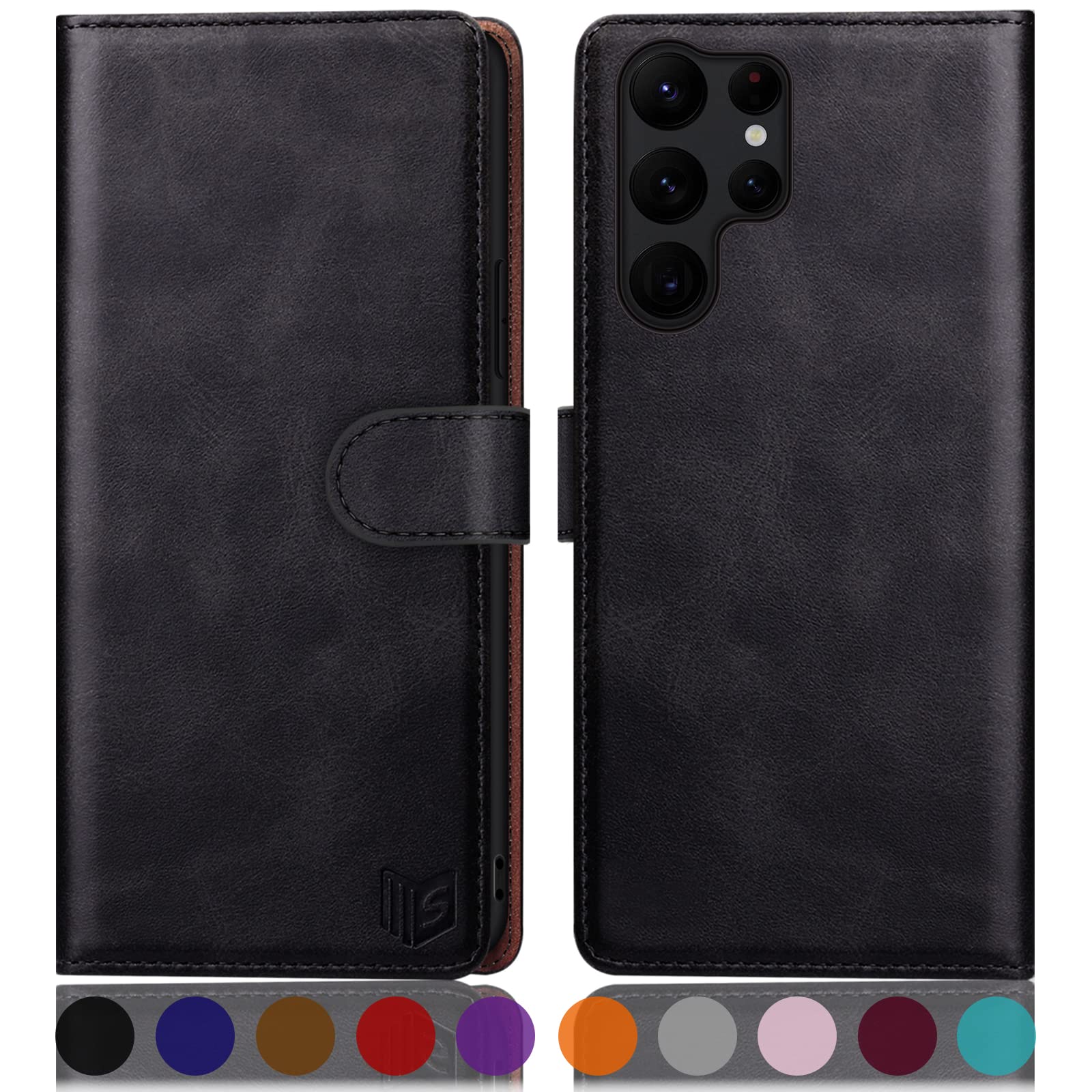 Samsung Galaxy S23 Ultra Wallet Case with RFID Blocking Credit Card Holder - PU Leather Flip Book Protective Cover for Men & Women (Black) | Perfect for Business Travel, Commuting & Everyday Protection