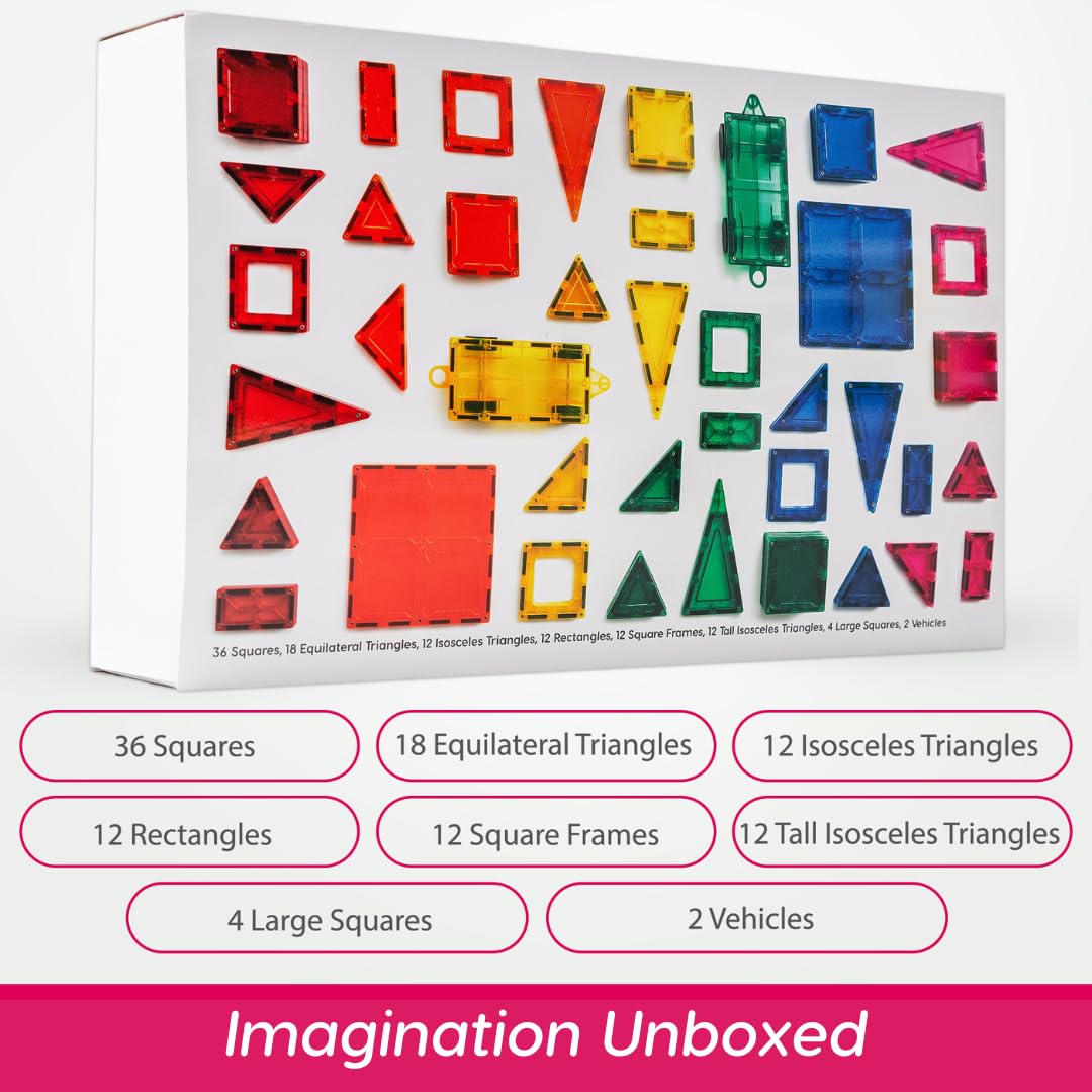 Magnetic Building Blocks for Kids - 108 Piece STEM Educational Construction Toy Set for Boys & Girls Ages 3+ | Creative Learning Activity | Perfect for Preschool Classroom, Birthday Gifts & Indoor Playtime