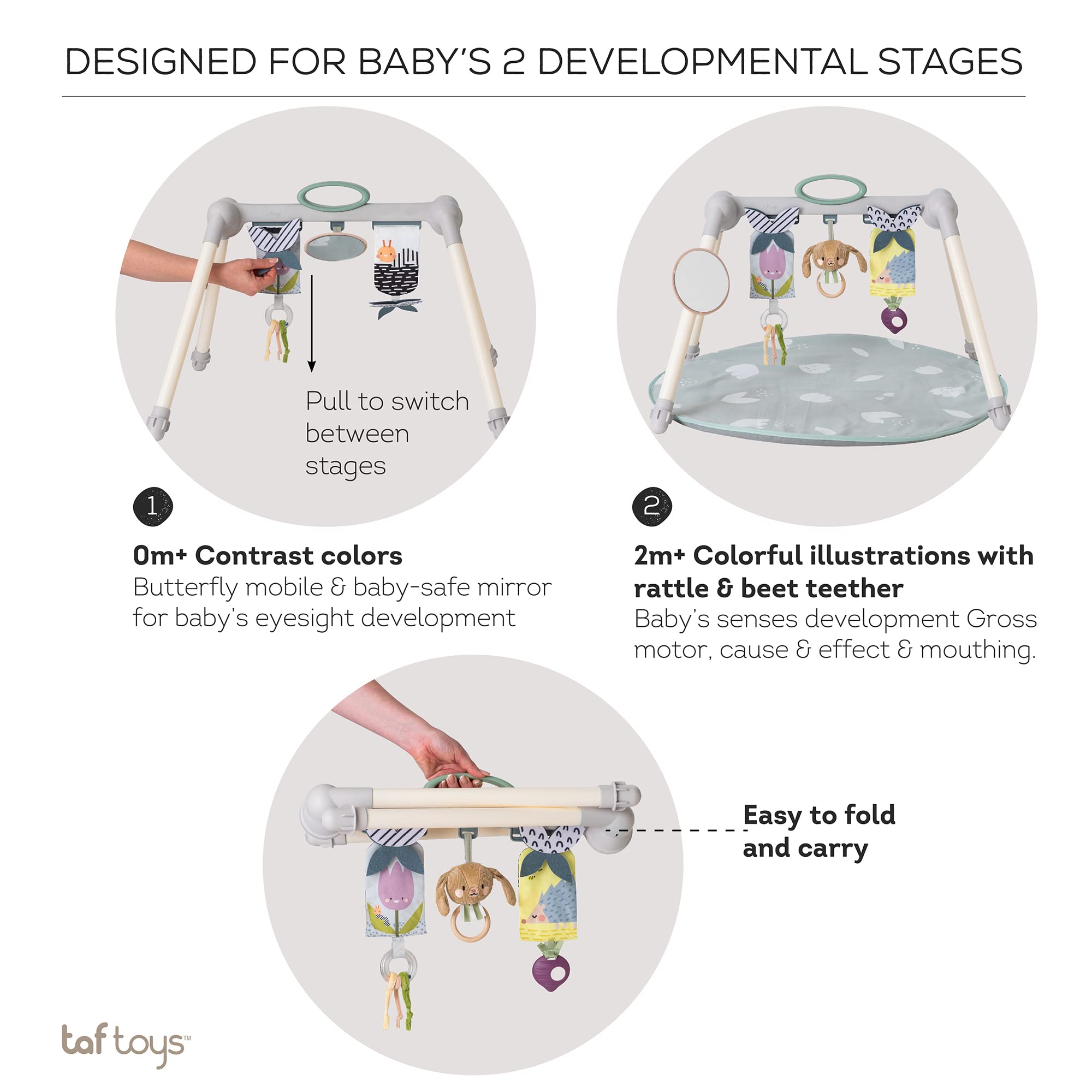 Taf Toys Urban Garden Foldable Baby Activity Gym - Soft Playmat with Hanging Toys for Newborns & Infants | Perfect for Tummy Time, Sensory Play & Early Development