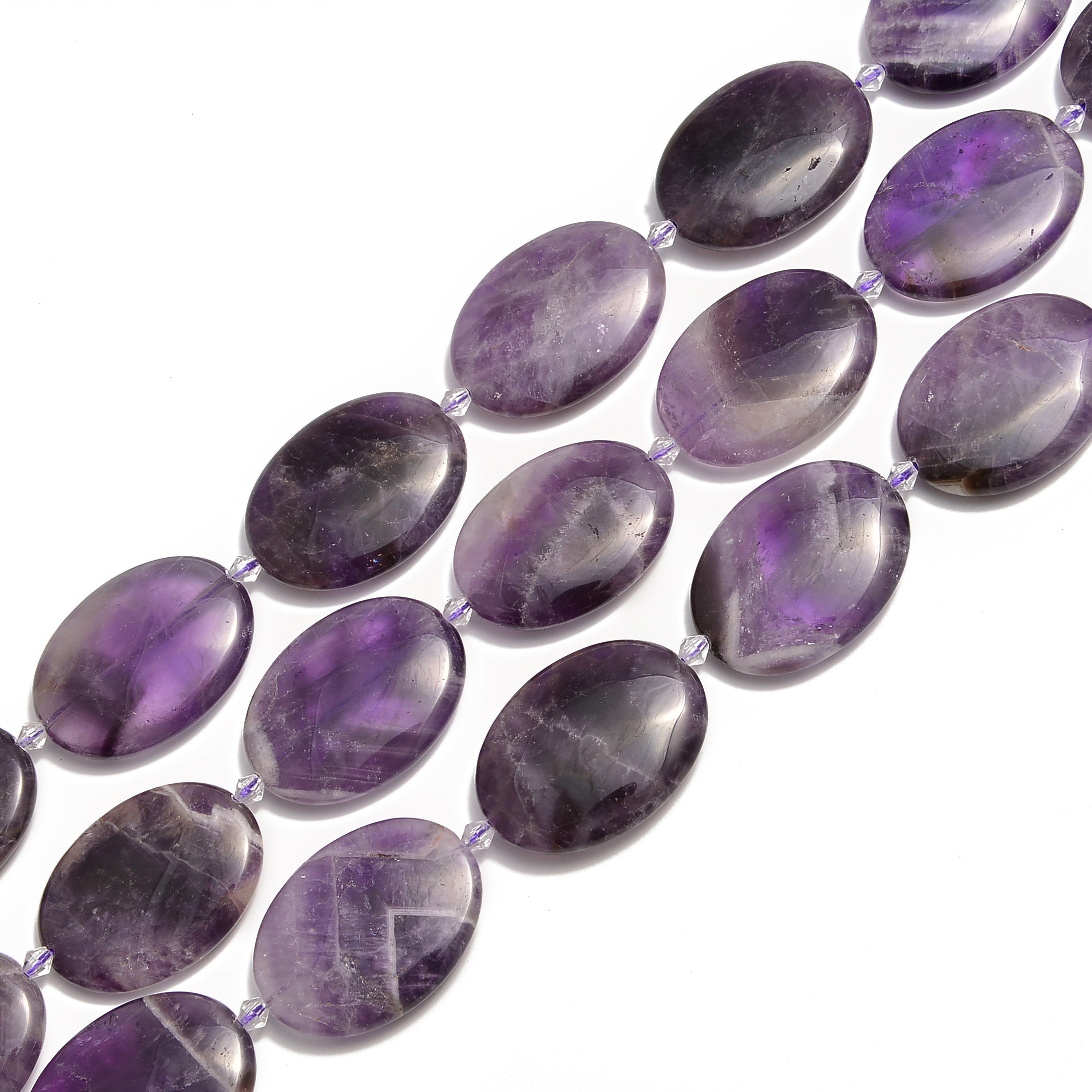 Amethyst Smooth Oval Shape Beads 30x40mm 15.5 Inch Strand - Natural Gemstone Beads for Jewelry Making, DIY Bracelets, Necklaces & Craft Projects