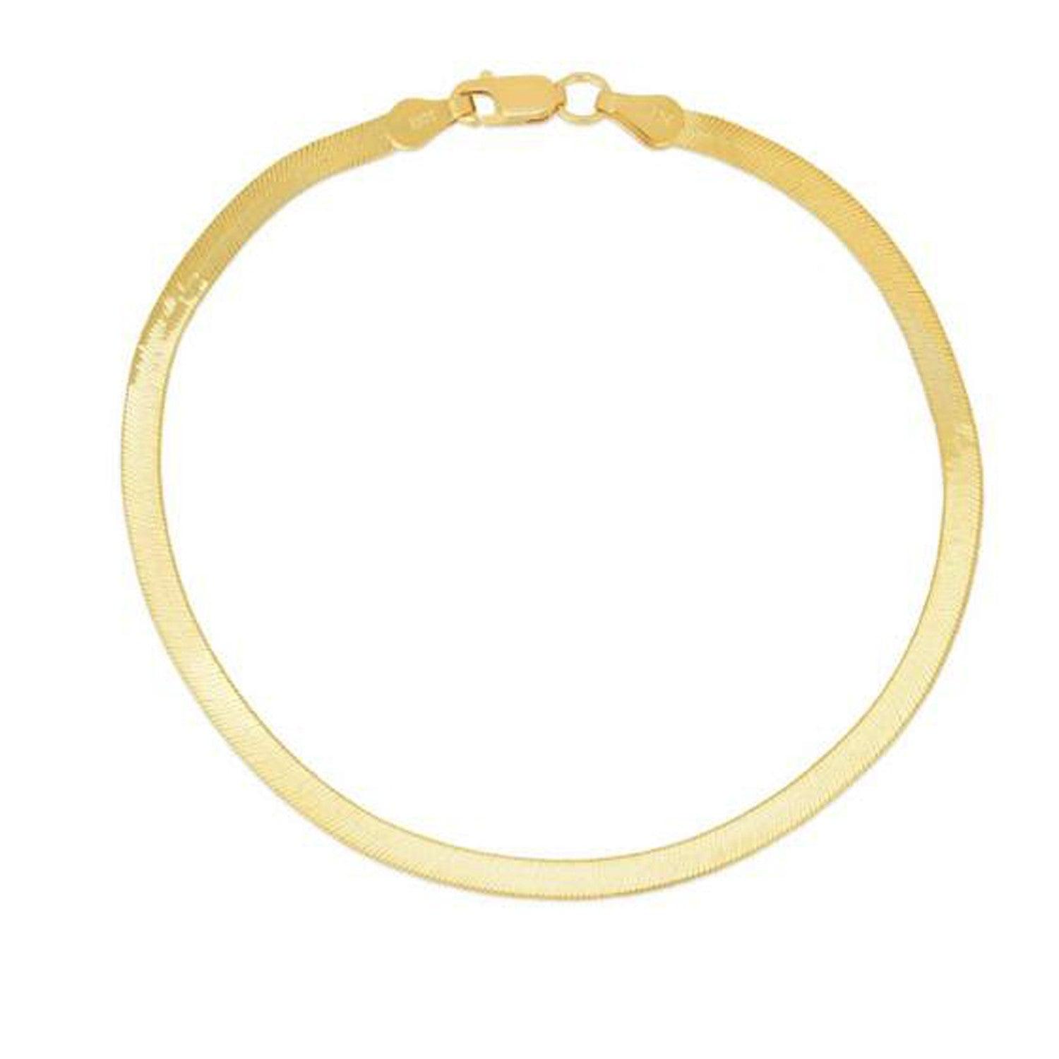 1.5mm 14k Yellow Gold Super Flexible Herringbone Chain Bracelet for Women - Elegant & Durable Jewelry for Everyday Wear, Gifts & Special Occasions
