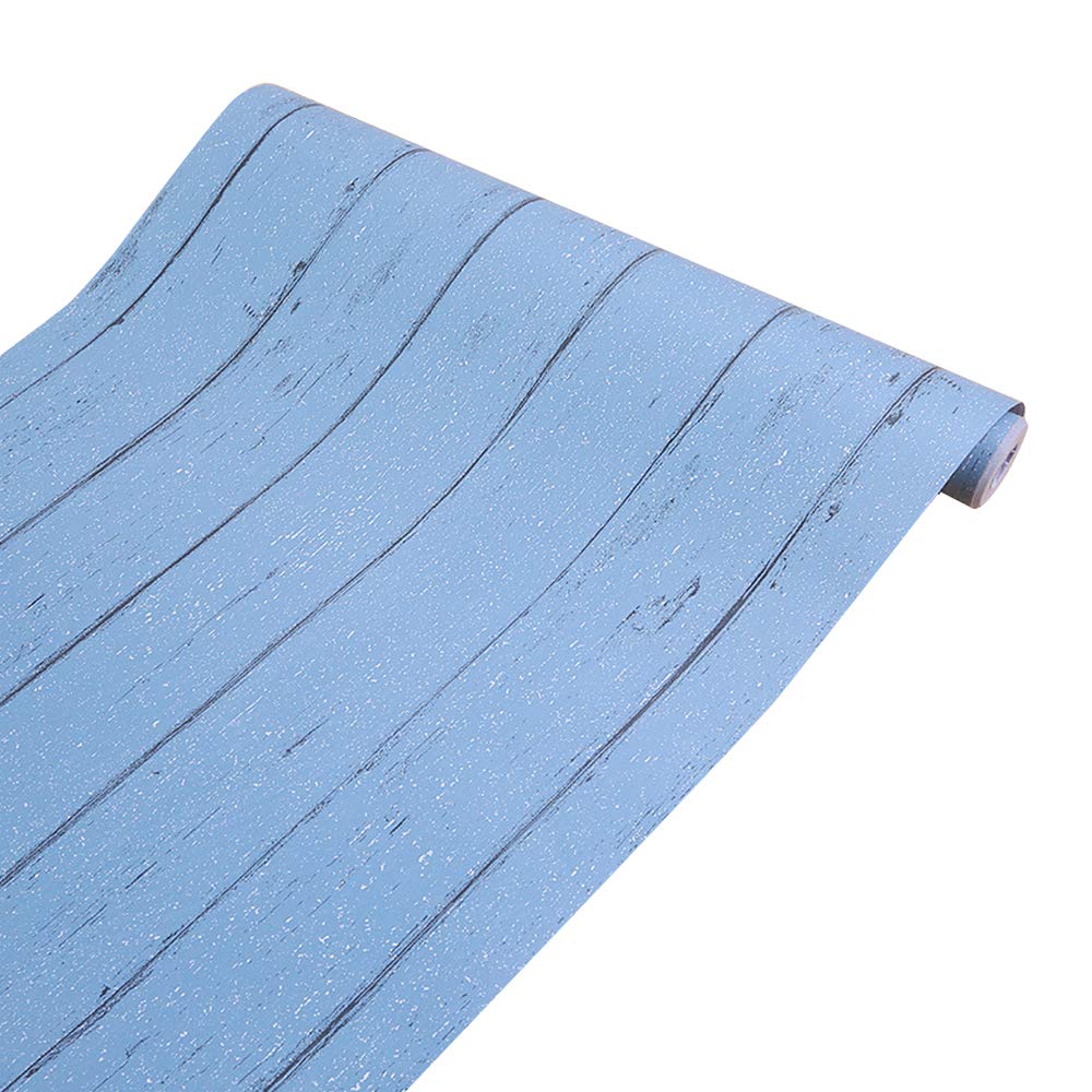 Wood Loft Style Shelf Liner 17.7x177 Inch - Peel & Stick Bunk Bed Storage Cabinet Organizer - Decorative PVC Paper with Blue Textured Design - Perfect for Kids' Rooms, Dorm Storage & Closet Organization