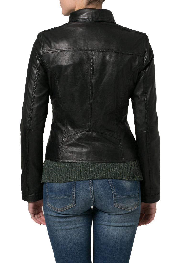 Women's Real Leather Motorcycle Jacket - Quilted Bomber Biker Jacket Stylish Outerwear for Riding & Casual Wear | Black