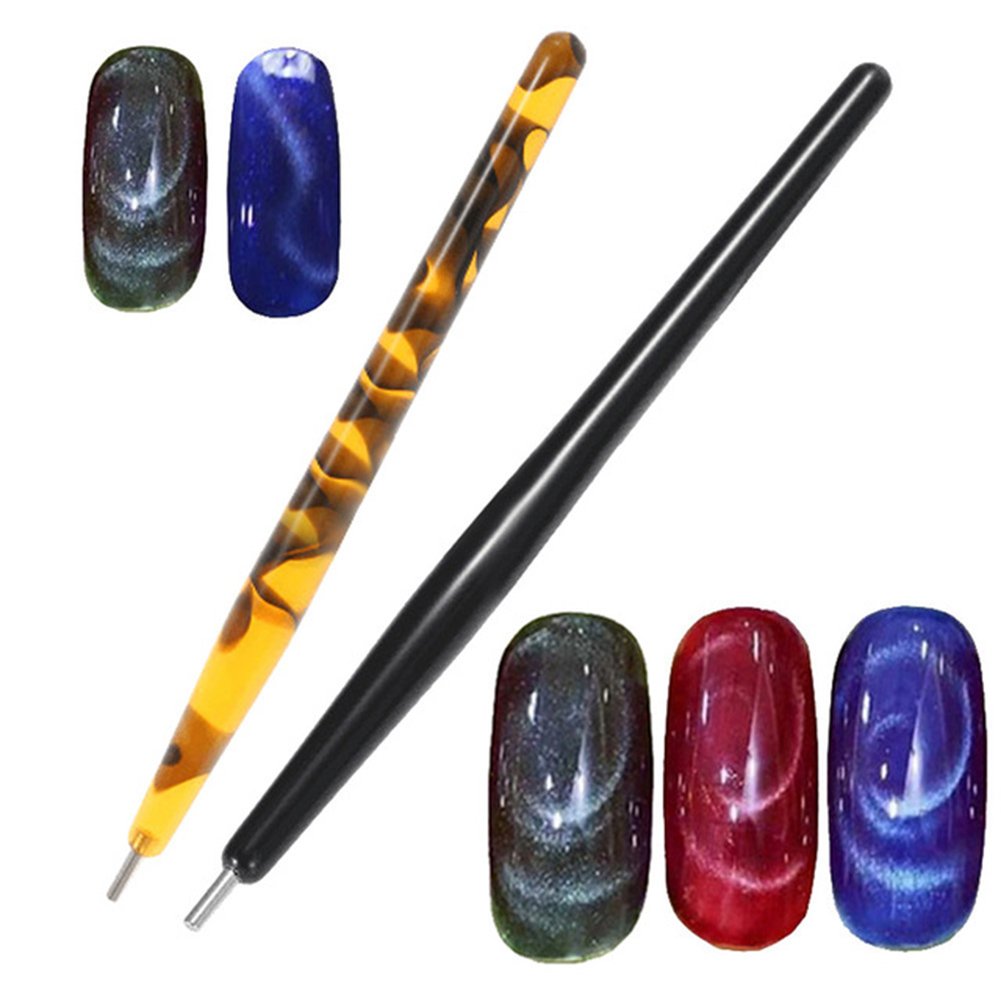 WOKOTO 5Pcs Professional Nail Art Magnet Tool Set - Double Head Flower Design Magnetic Pens & Strong Magnet Stick for Cat Eye Gel Polish - Perfect for Salon & Home Manicures (MJB076)