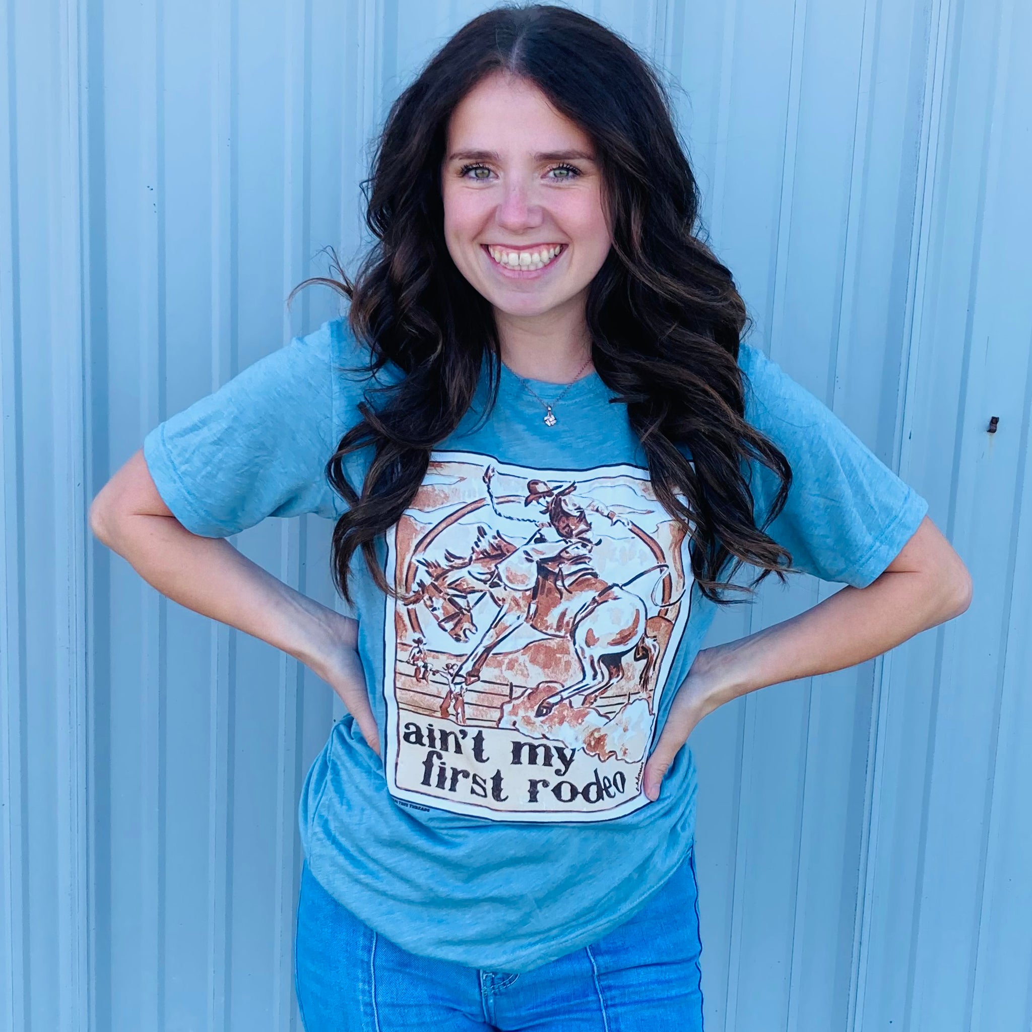 Vintage Aint My First Rodeo T-Shirt - Western Cowboy Graphic Tee for Men & Women - Perfect for Country Music Festivals, Rodeo Events & Casual Wear