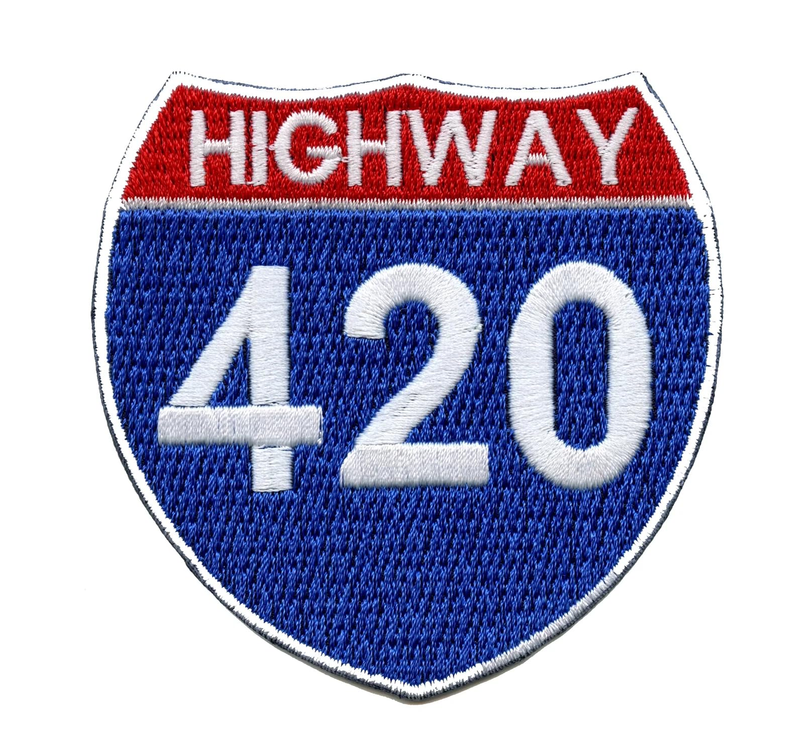 420 Embroidered Iron On Patch - Hollyweed Highway Pot Road Design for Hats, Jackets & Bags - Perfect for Stoner Fashion & Cannabis Enthusiasts