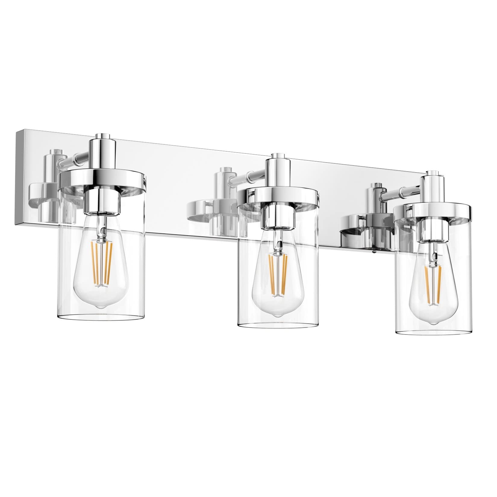 **Aipsun Chrome Vanity Light for Bathroom - 3 Light Farmhouse Style Bathroom Lighting Fixture with Clear Glass Shade (Bulbs Not Included) - Perfect for Over Mirror, Dressing Room, and Modern Home Decor**