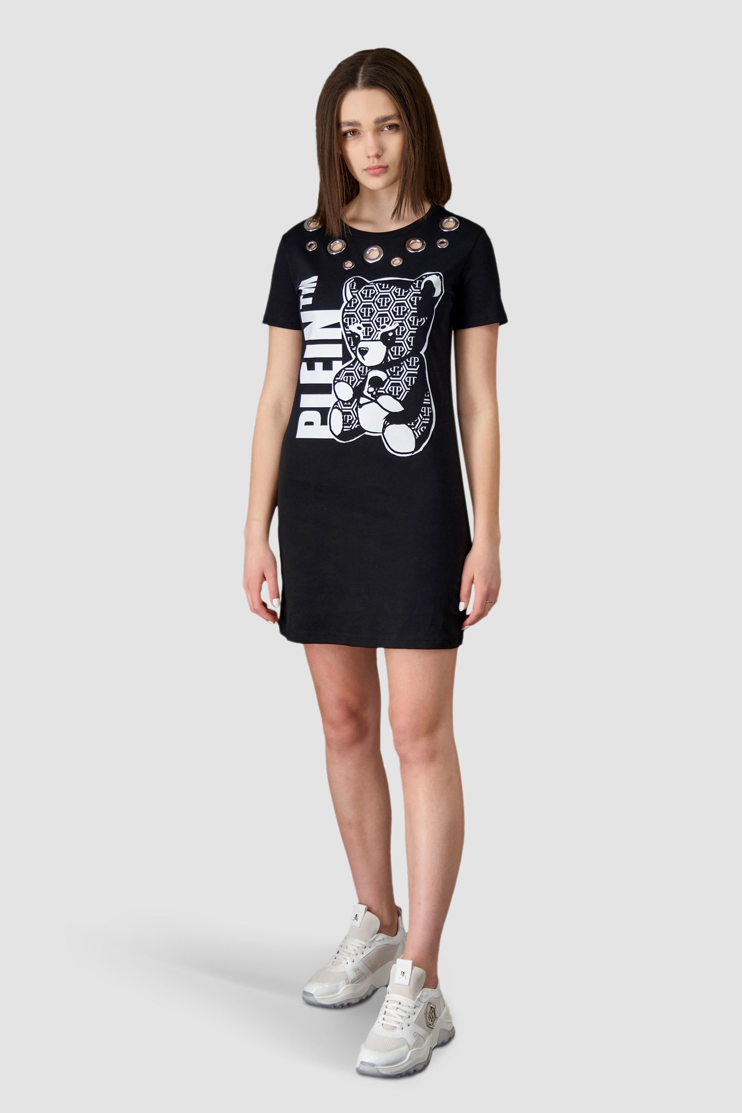 Philipp Plein Black Teddy Bear Short Dress - Sexy Mini Dress for Women, Nightclub & Party Outfit, Perfect for Date Night & Evening Events