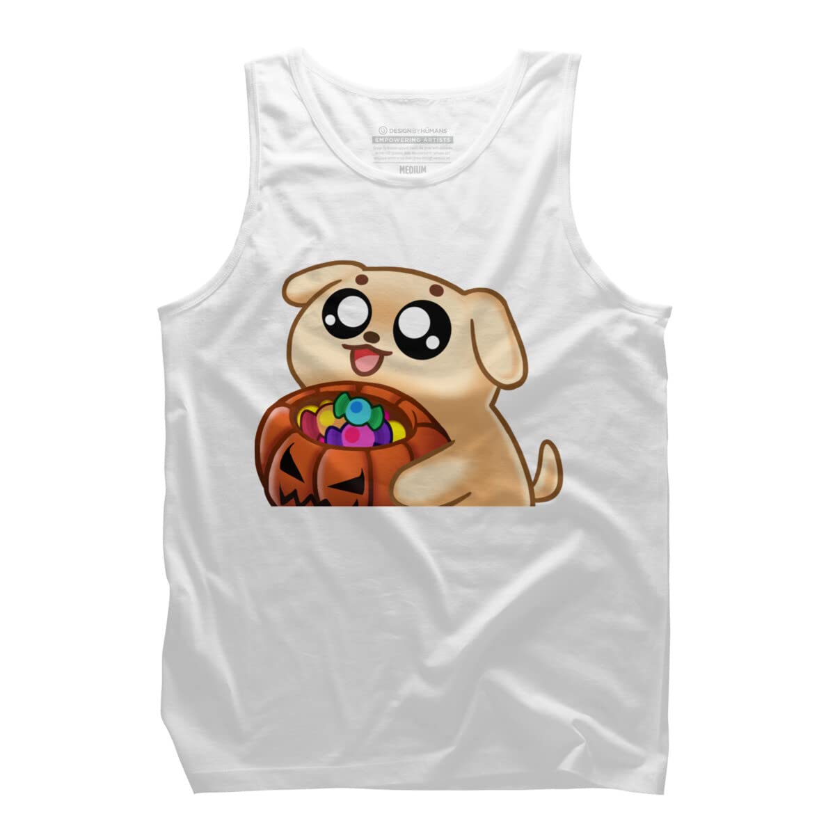 Design By Humans Men's Candy Pup by Puppers Graphic Tank Top - Soft Cotton Tee for Casual Wear, Summer Outfits & Dog Lover Gifts