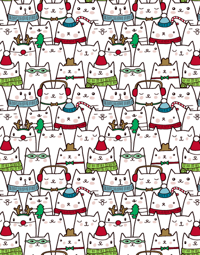 Festive Holiday Cats Scalloped Tissue Paper - Decorative Gift Wrapping, Party Decorations & Craft Projects for Christmas, Birthdays & Special Occasions