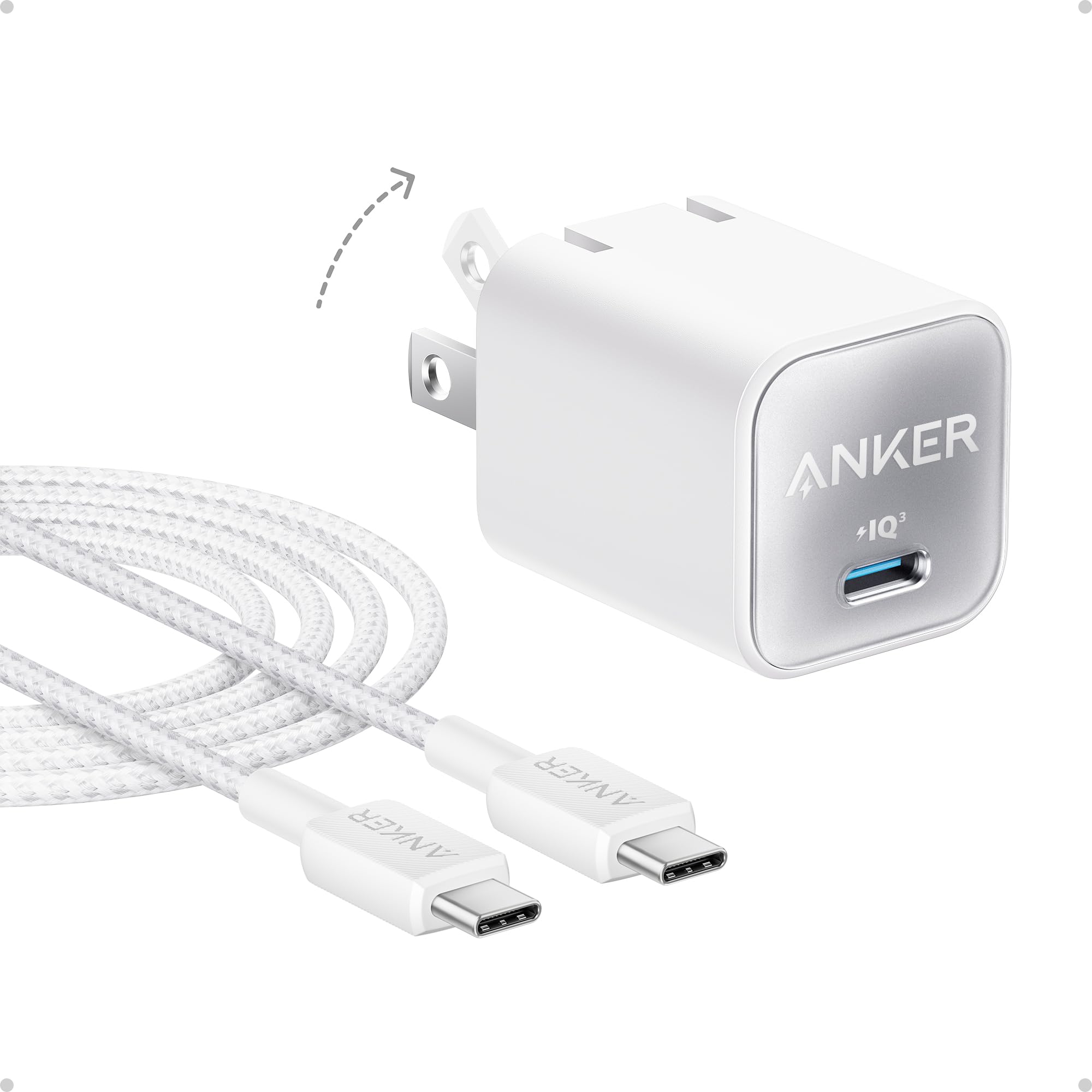 Anker Nano 30W USB C GaN Fast Charger with PIQ 3.0 & PPS Technology - Compact Foldable Wall Charger for iPhone 16/15/14/13, Samsung Galaxy S23/S22, iPad Pro/Air - Perfect for Travel, Office & Home Charging