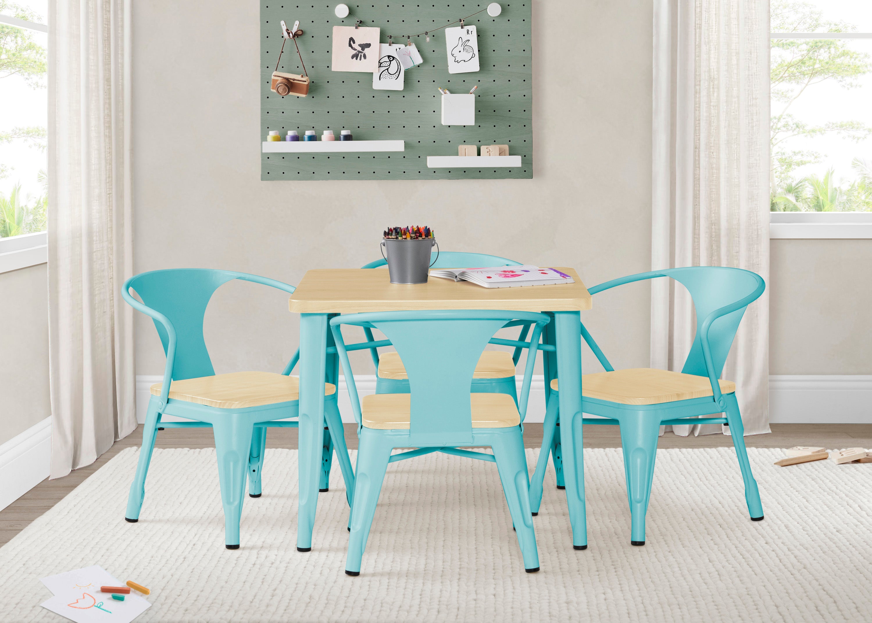 Modern Bistro Table and 4 Chairs Set - Outdoor/Indoor Patio Dining Furniture for Garden, Balcony, and Small Spaces