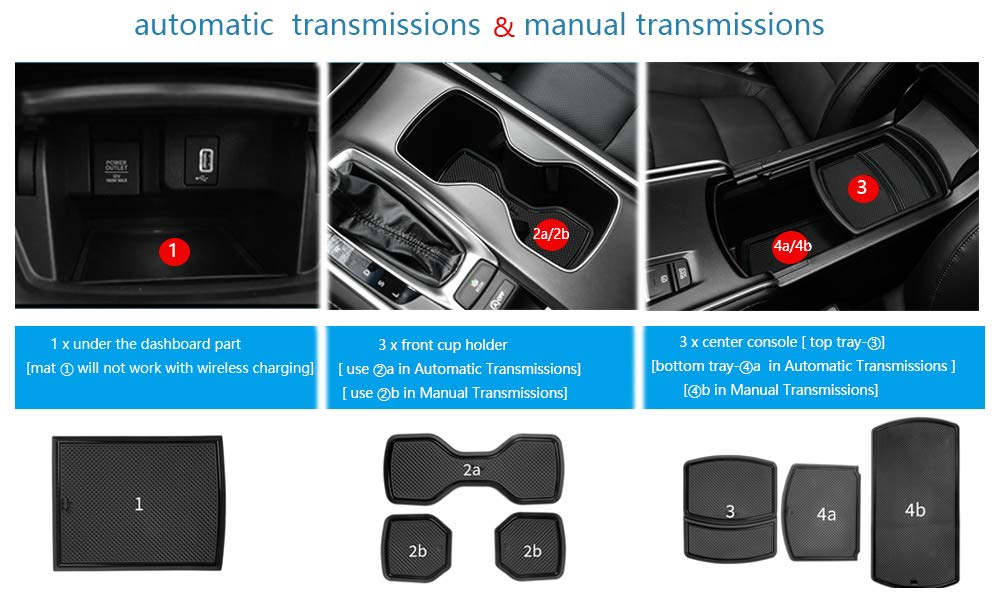 17-Piece Anti-Dust Car Interior Mats Set for Honda Accord 2018-2022 Models - Cup Holder Inserts, Center Console Liner & Door Pocket Liners (Black) | Premium Protection Against Spills & Dirt for Daily Commute & Road Trips