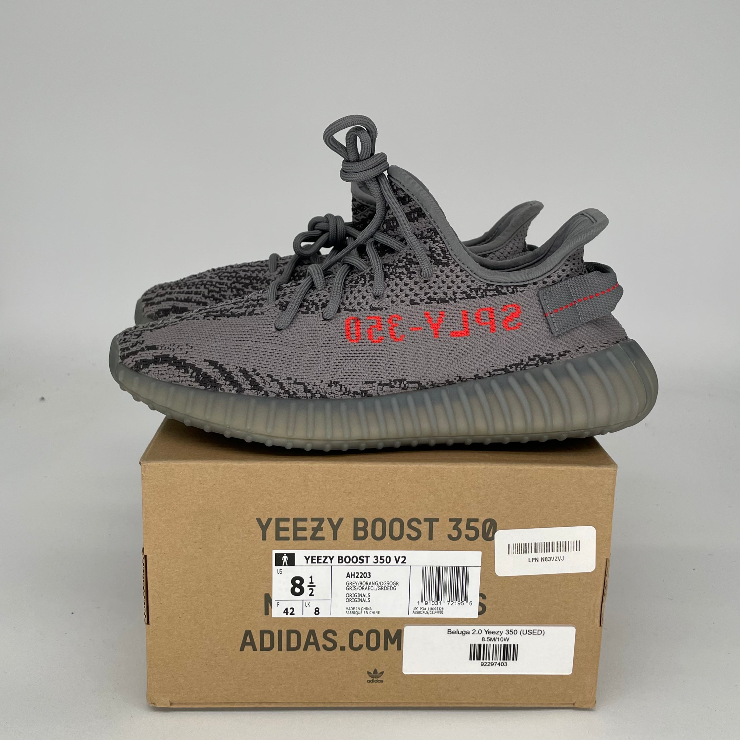 Adidas Yeezy Boost 350 V2 Beluga 2.0 Sneakers - Men's Size 8.5 (AH2203) | Comfortable Running Shoes for Gym, Casual Wear & Street Style