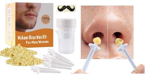 Wokaar All Natural Nose Waxing Kit & Beard Oil with Argan & Jojoba Oils - Nose Hair Removal Wax (15-20 Uses) - Perfect for Men's Grooming, Facial Hair Care & At-Home Spa Treatments