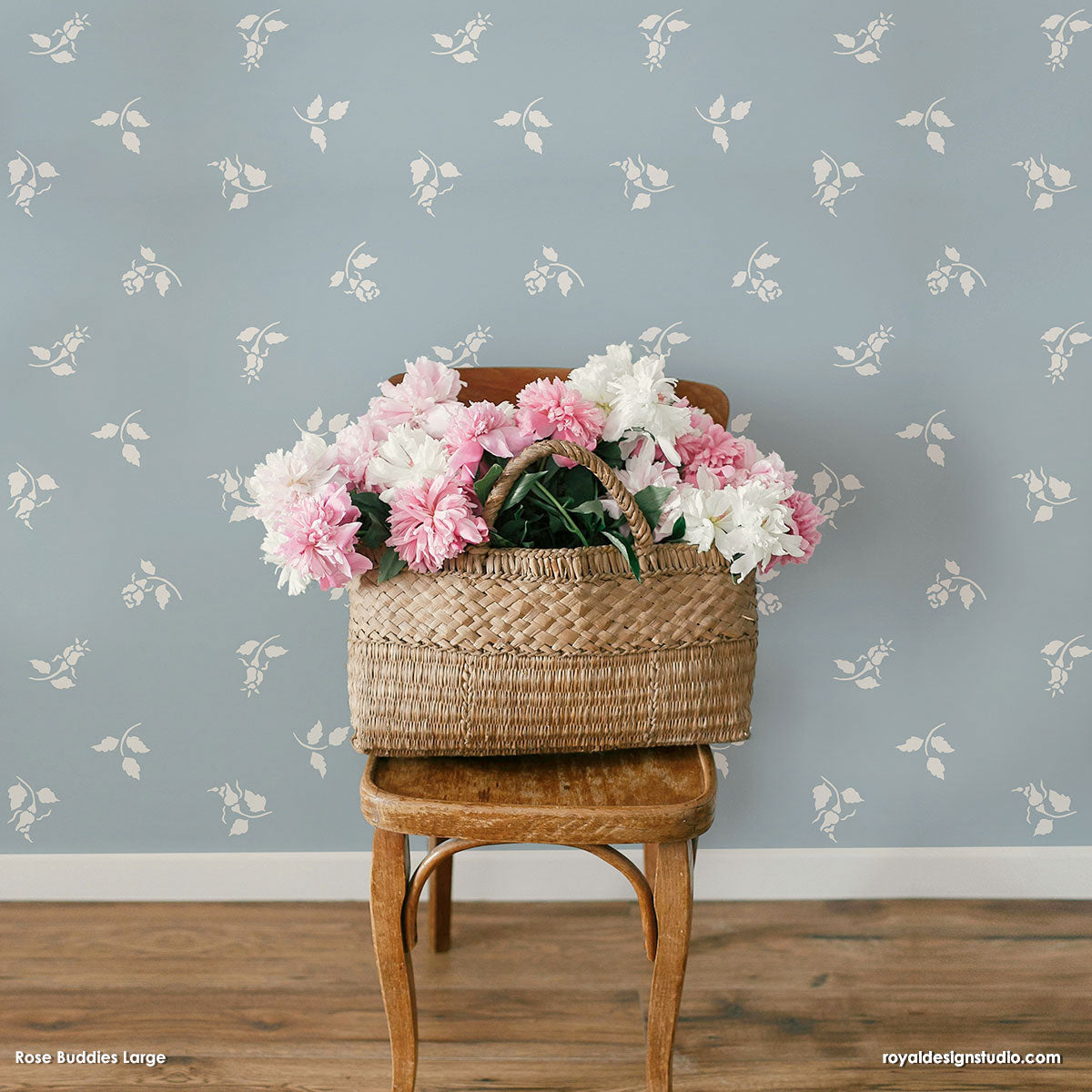 Rose Buddies Floral Stencil Set for Furniture & Wall Decor - DIY Home Painting & Craft Projects