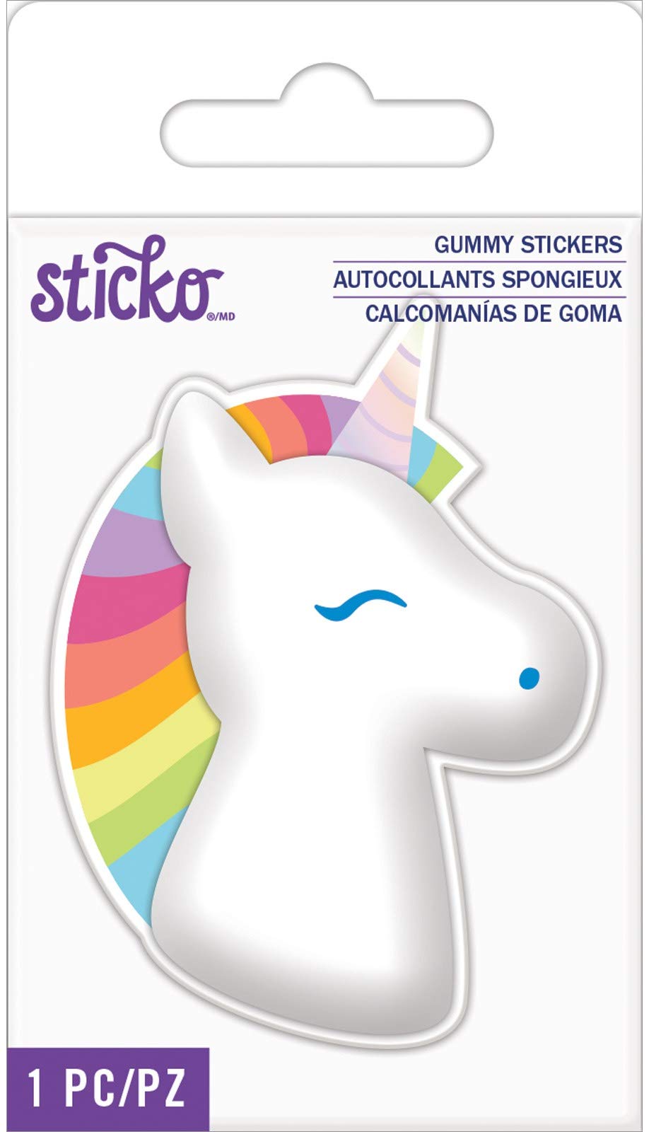 STICKO by AMERICAN CRAFTS - Unicorn Gummy Stickers for Scrapbooking, DIY Crafts & Journaling - Fun 3D Puffy Stickers for Kids & Adults
