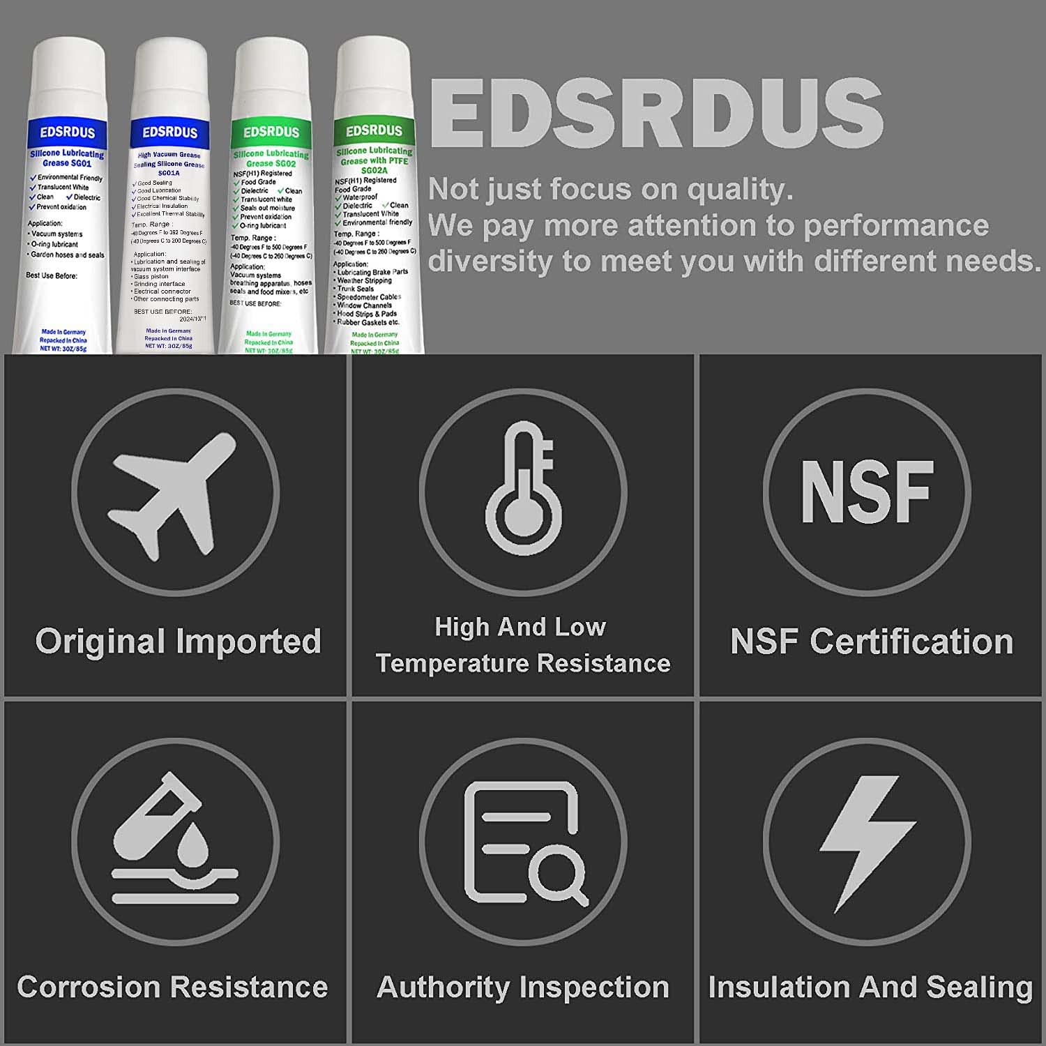 EDSRDUS SG01A High Vacuum Grease - 3OZ (85g) Silicone Sealing Lubricant for Vacuum Pumps, Glass Pistons & Marine Electrical Insulation | Thickened Dielectric Formula | Waterproof O-Ring Grease for Industrial, Laboratory & DIY Applications