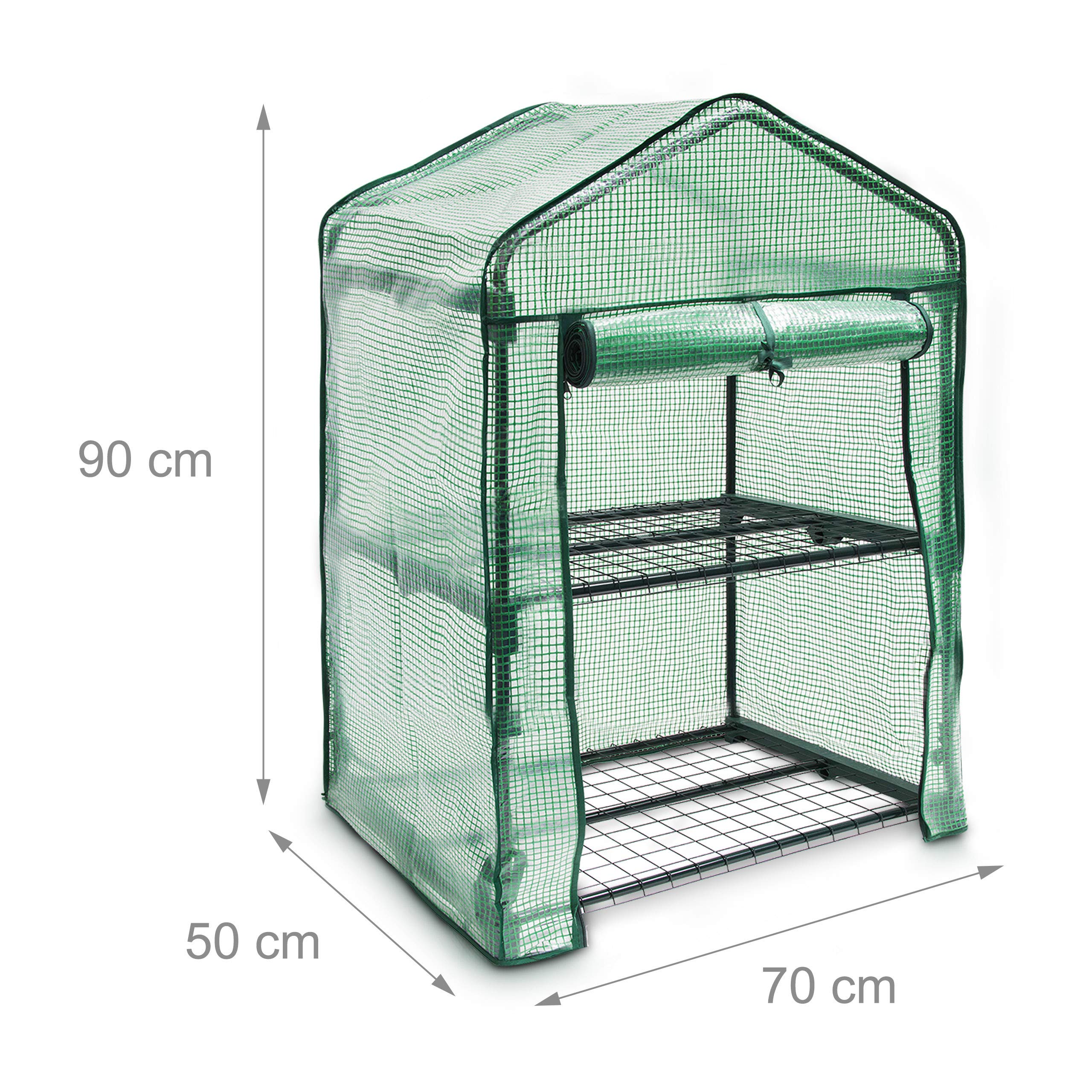 Relaxdays 2-Tier Greenhouse with Tear-Resistant Cover, 60 x 46 cm (23.6 x 18.1 in) - Ideal for Indoor Herb Gardens, Seed Starting & Small Plant Protection