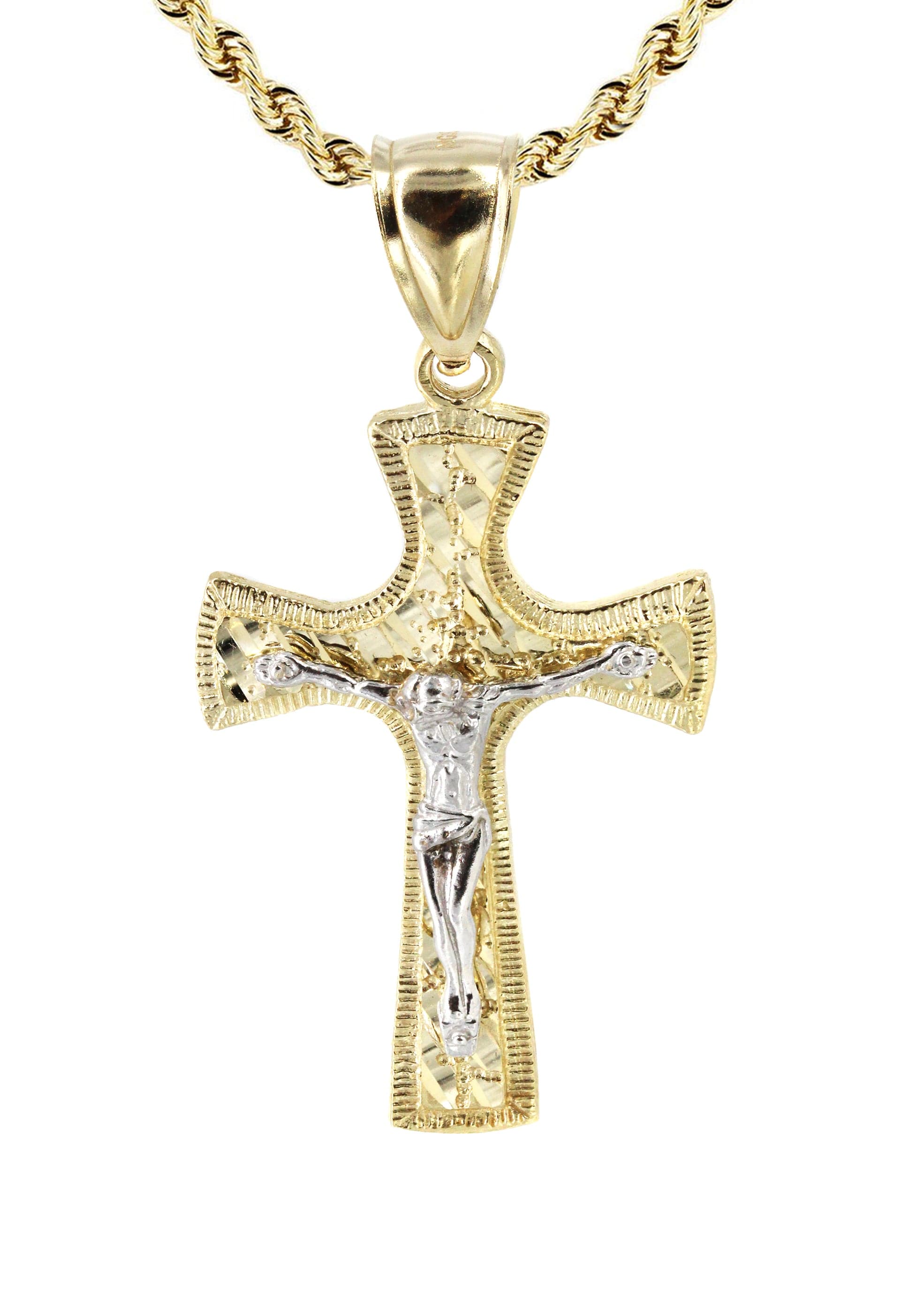 10K Yellow Gold Cross Pendant Necklace for Women & Men - 14.4 Grams Solid Gold Crucifix Jewelry - Perfect for Gifts, Baptism, Weddings & Everyday Wear