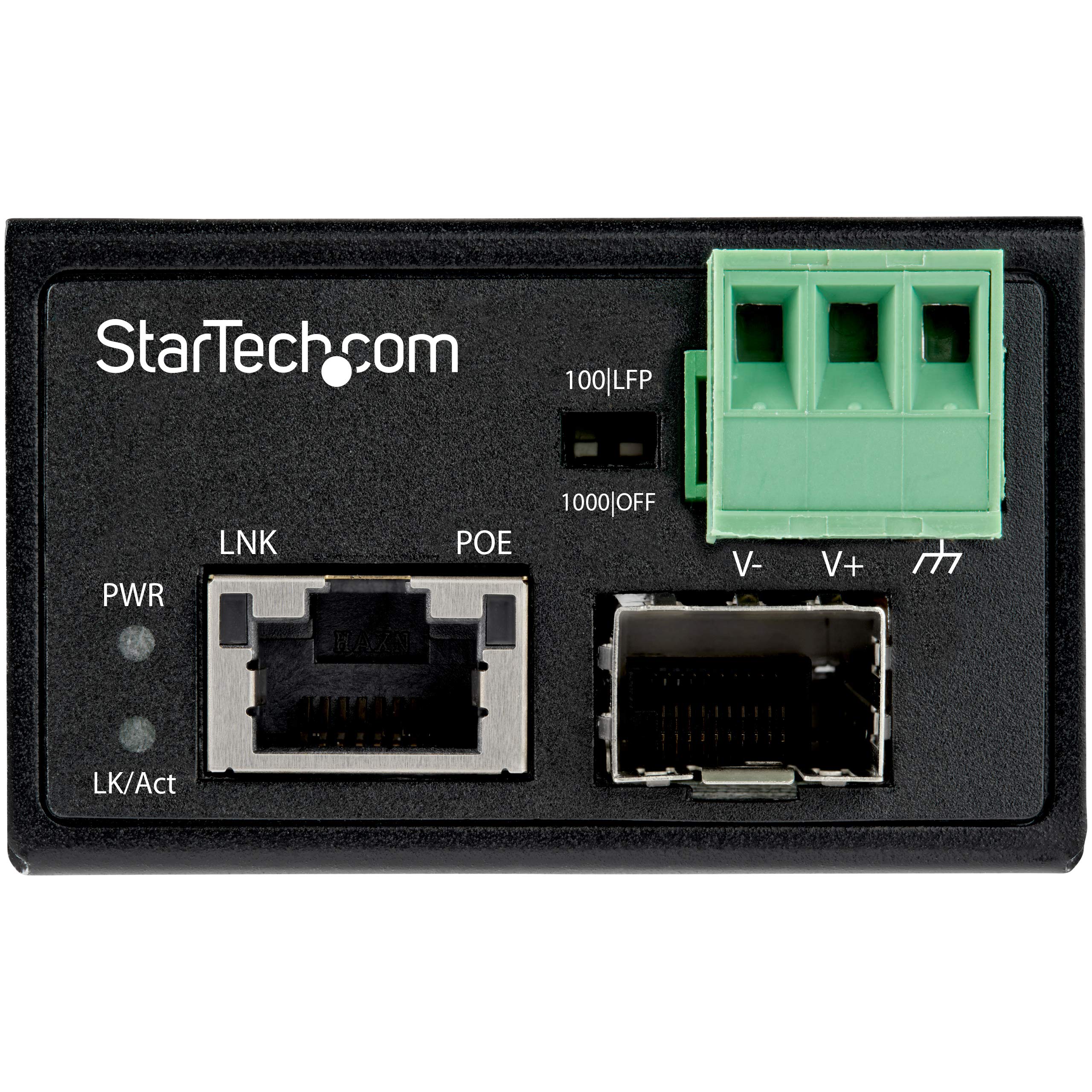 StarTech.com Industrial PoE+ Fiber to Ethernet Media Converter 30W - SFP to RJ45 - Gigabit Ethernet Converter for Single/Multimode Fiber - Compact IP30 Rated (-40°C to +75°C) - IMC1GSFP30W | Ideal for Harsh Environments, Factory Automation & Outdoor Network Extensions