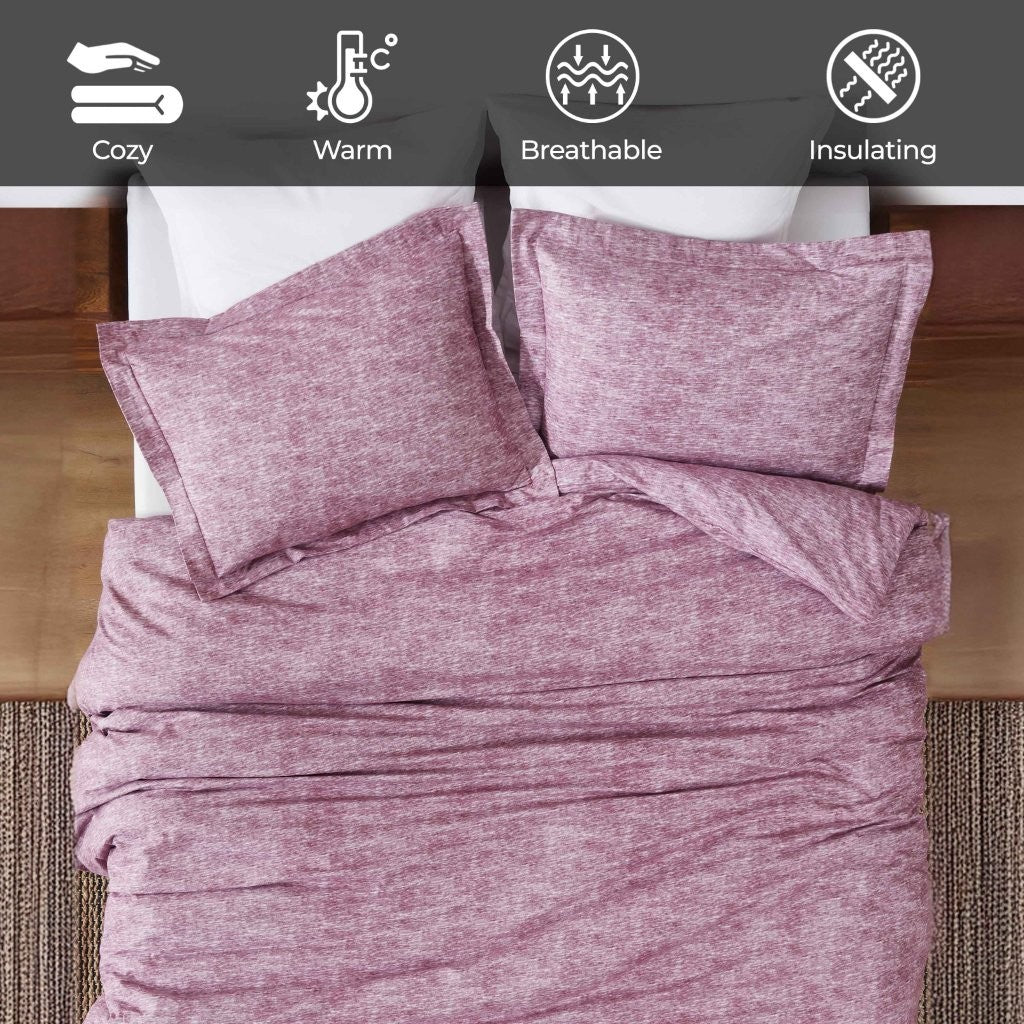 Soft Melange Flannel Cotton Two-Toned Brushed Duvet Cover Set - Cozy Bedding for Winter Nights & Guest Room Comfort