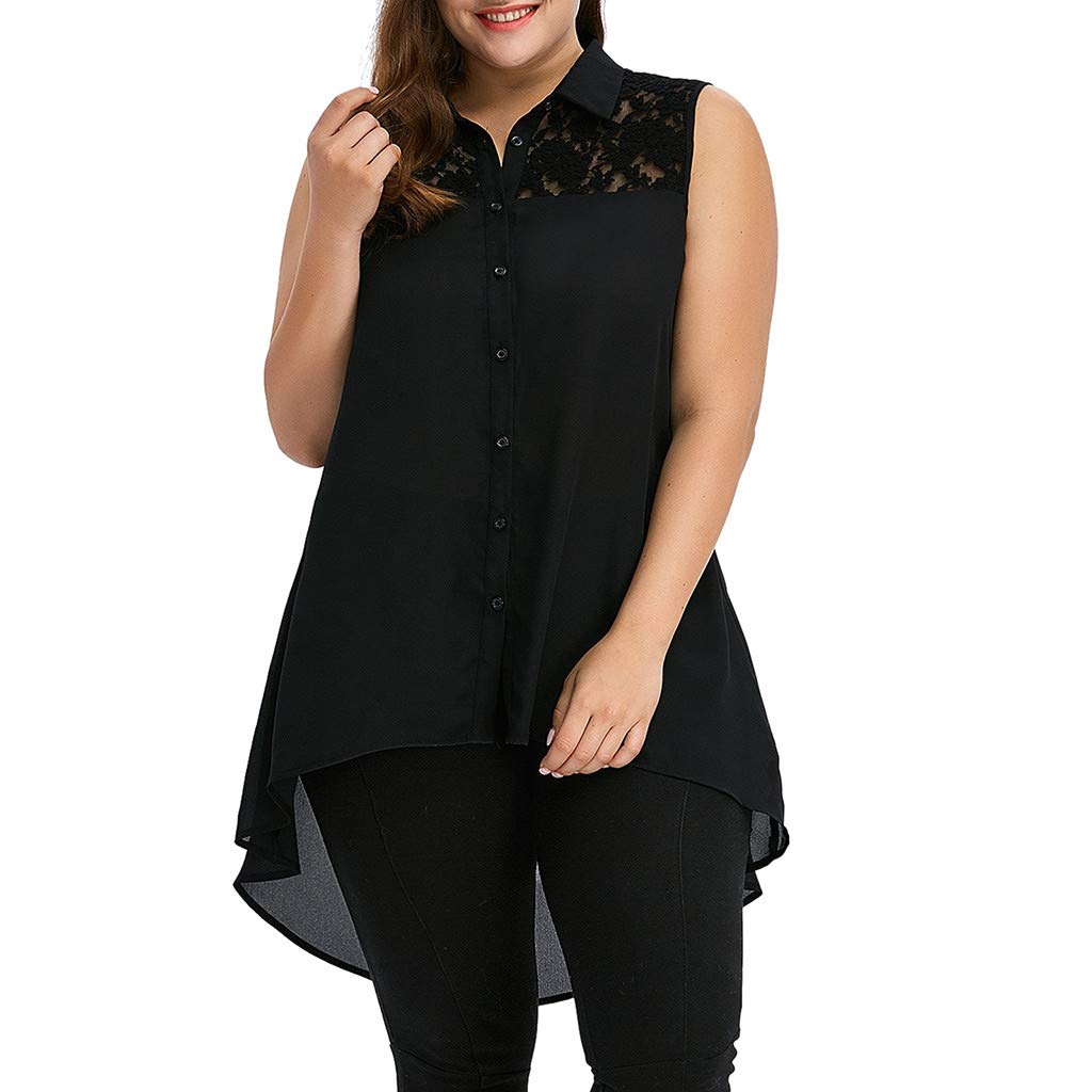 Plus Size Asymmetric Lace Sleeveless Vest Top for Women - Fashionable Low-Cut T-Shirt Style - Perfect for Casual Outings, Date Nights & Summer Wardrobe