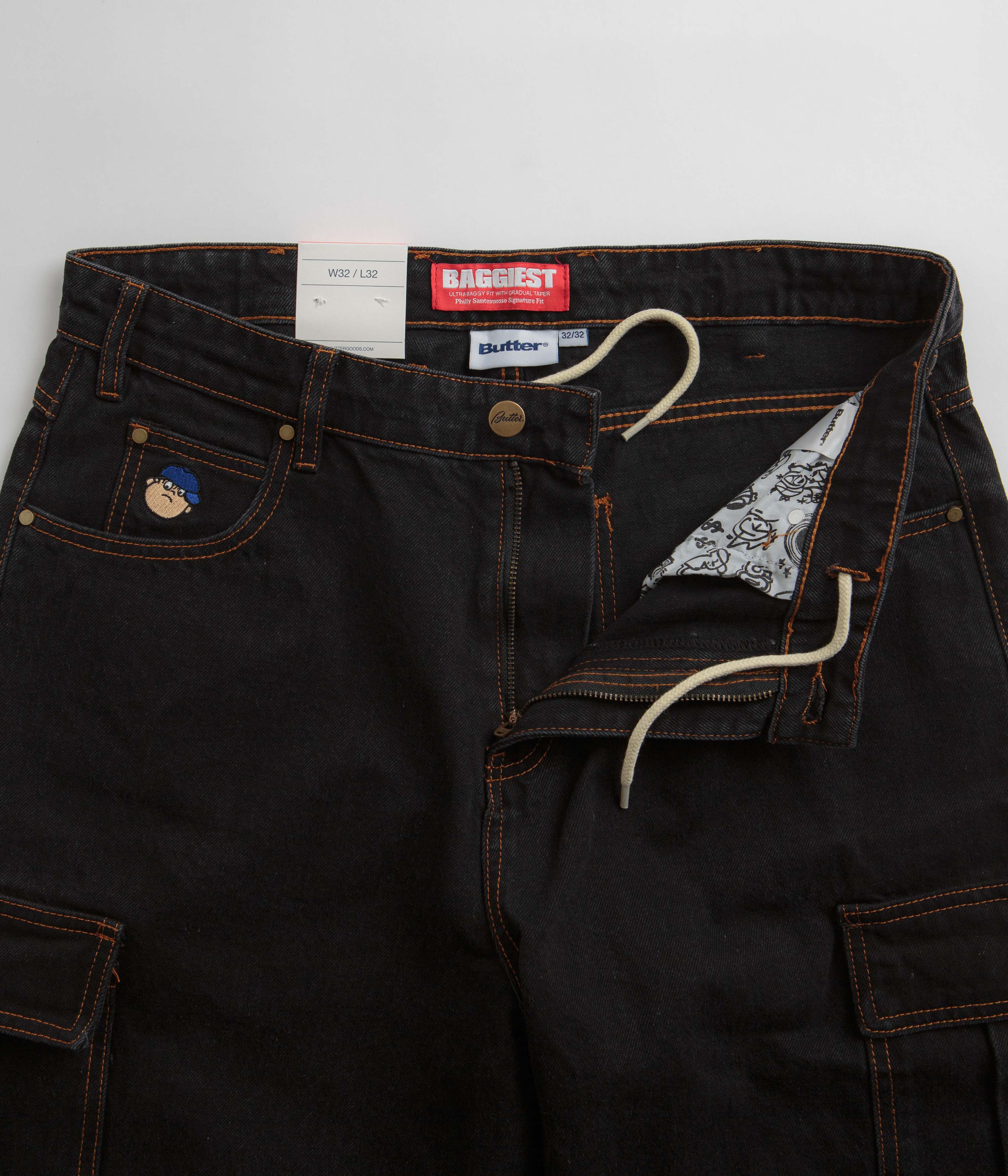 Butter Goods Santosuosso Cargo Jeans for Men - Washed Black & Blue Denim Pants | Streetwear Fashion, Casual Wear, Urban Style