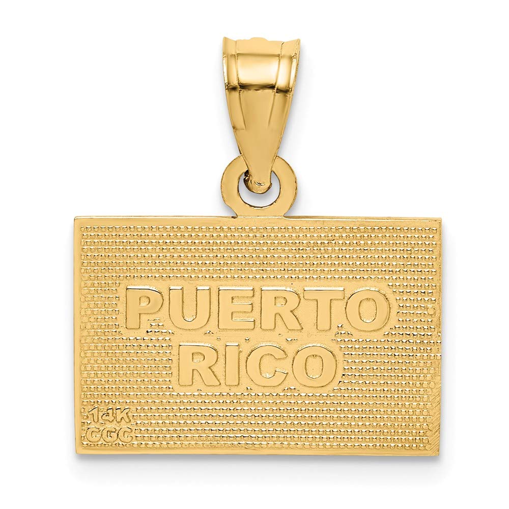 14K Yellow Gold Puerto Rico Flag Pendant - Solid Enamel Charm Necklace for Women & Men - Perfect for Patriotic Gifts, Travel Jewelry & Cultural Pride Accessories