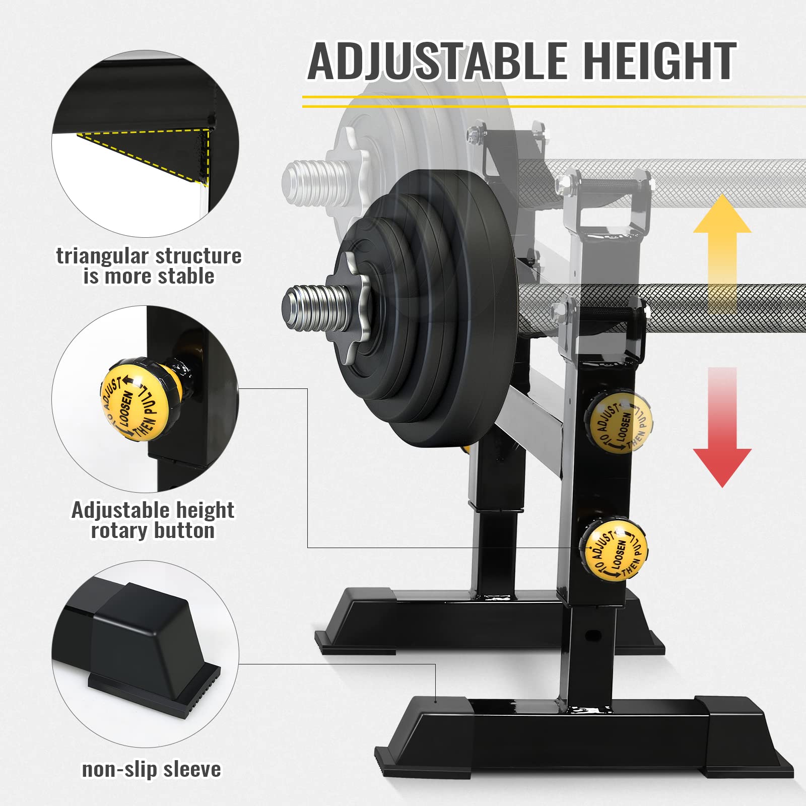 Heavy Duty Deadlift Sling Racks for Home Gym - 5-Level Adjustable Barbell Elevation Stand for Weightlifting Plates | Perfect for CrossFit, Powerlifting & Home Workouts
