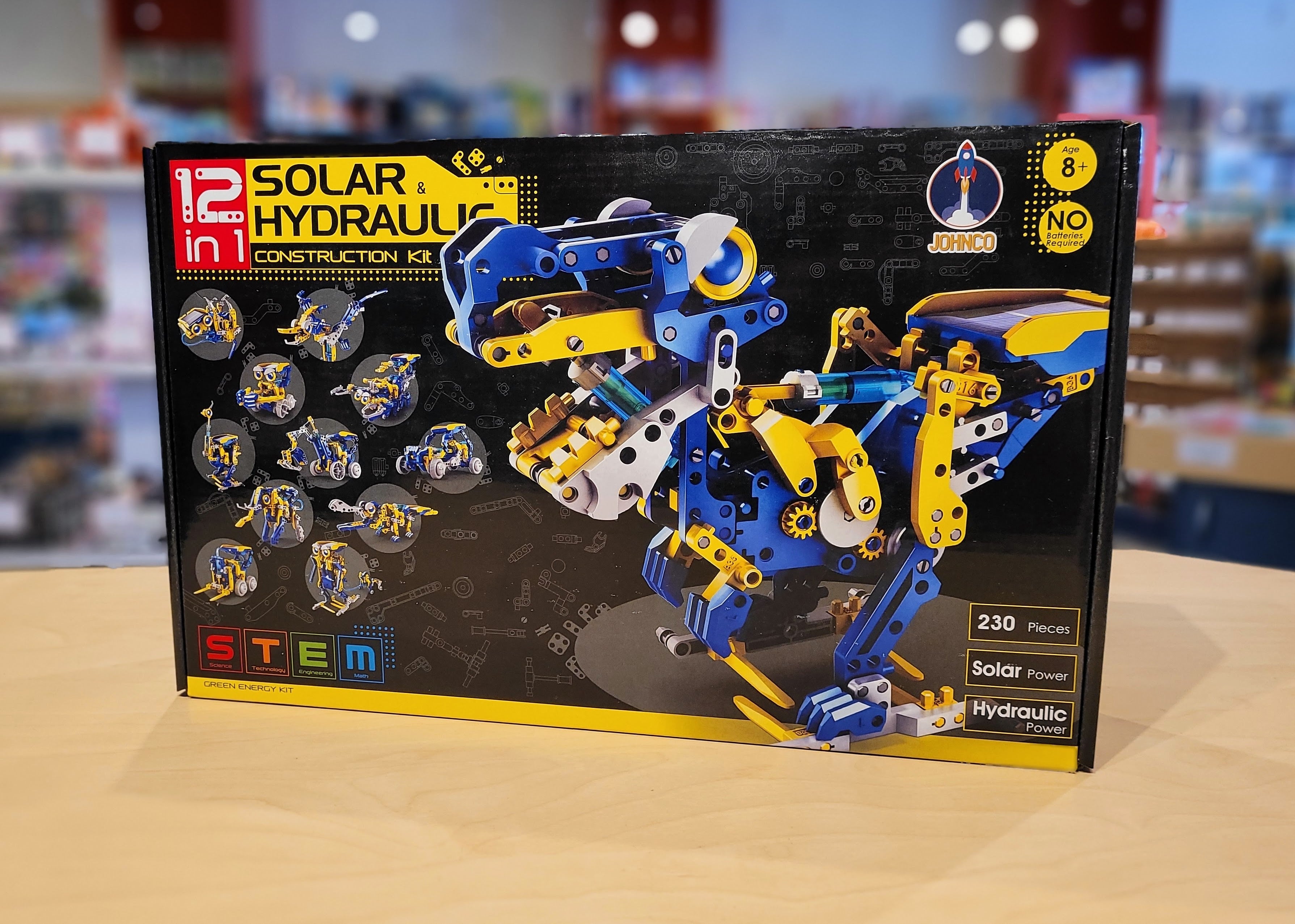 Johnco 12-in-1 Solar & Hydraulic Construction Kit - STEM Educational Toy for Kids Ages 8-12 | Build Solar Powered Robots & Hydraulic Machines | Perfect for Science Projects & Hands-on Learning