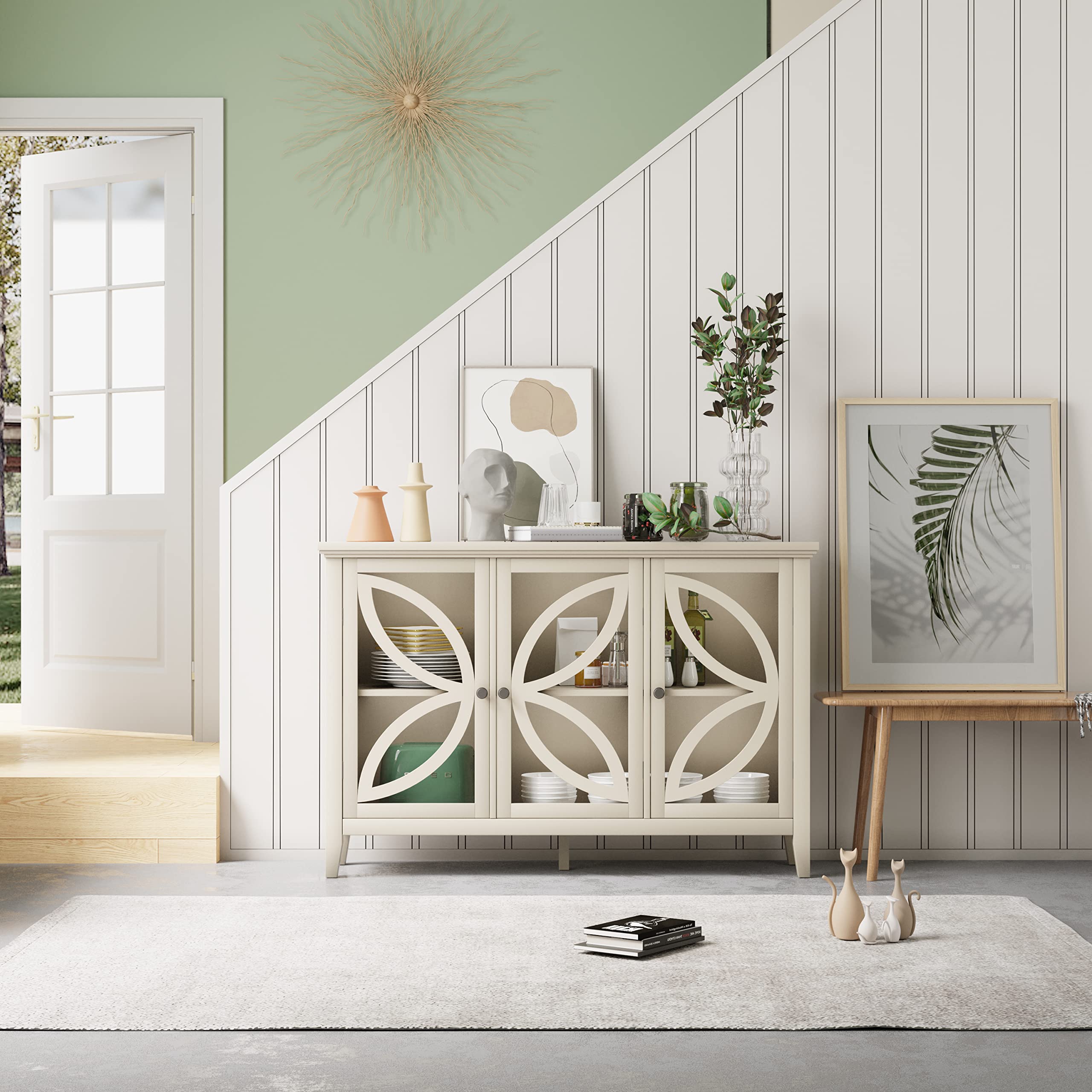 Modern Wooden Accent Storage Cabinet with Adjustable Shelf - Entryway Console, Living Room Sideboard & Bedroom Organizer - Perfect for Home Decor, Hallway Storage & Small Space Organization