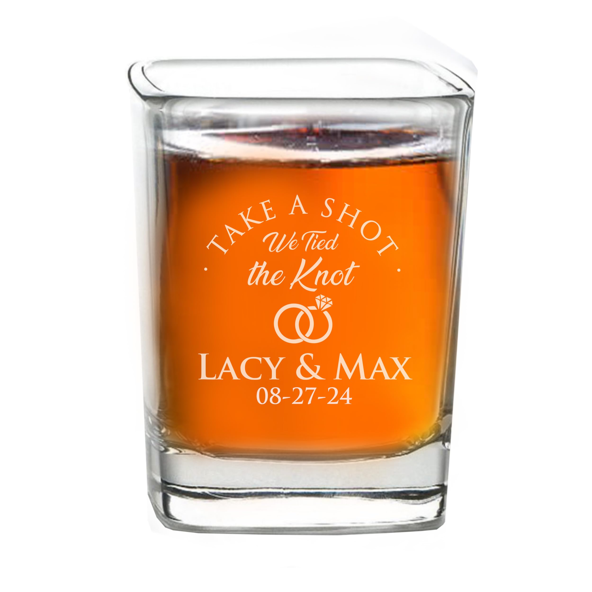 Custom Engraved Wedding Shot Glasses - Personalized 'Take a Shot We Tied The Knot' Favors for Guests, Couples & Engagement Parties (Set of 50) - Perfect for Bridal Showers, Bachelorette Parties & Reception Toasts